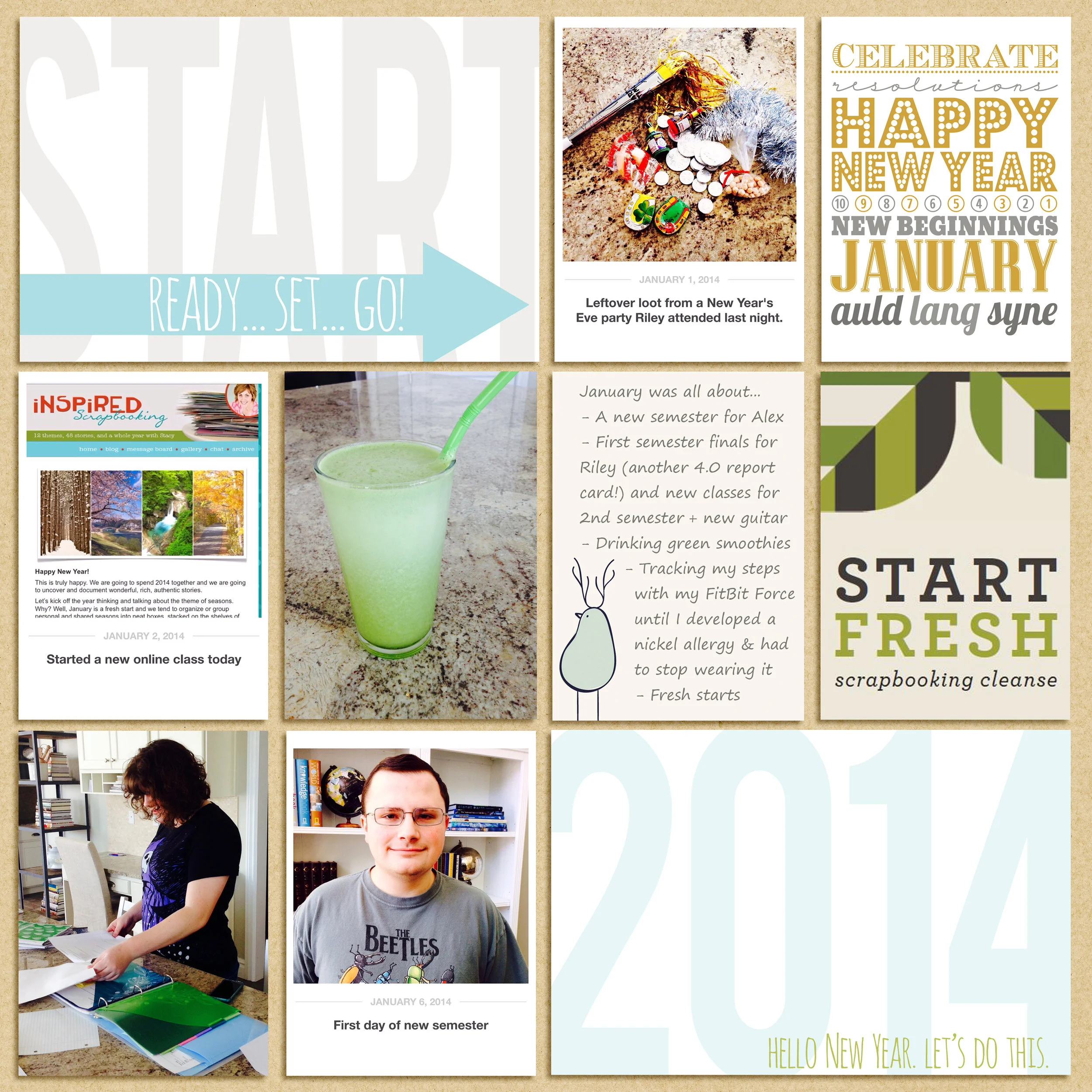 Scrapbook Lady Segmented Templates, One Little Bird Designs Wintersong Kit & Journal Cards, Splendid Finns Start Here, New Year’s Subway Art by Eighteen25 (free), Journal cards from Collect Photo App, Segoe Print font