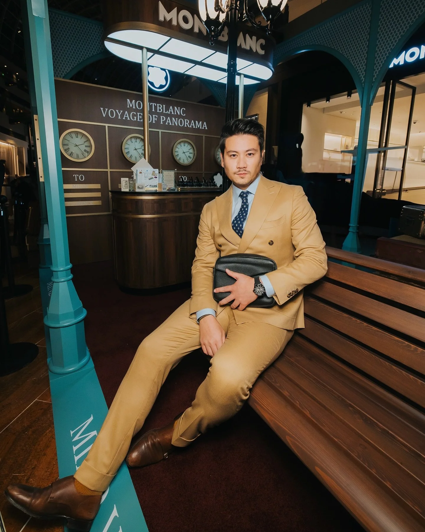 You&rsquo;re waiting for a train. A train that will take you far away. And you&rsquo;re decked out in @montblanc from their new flagship store at @marinabaysands because it&rsquo;s all about travelling in style ✨