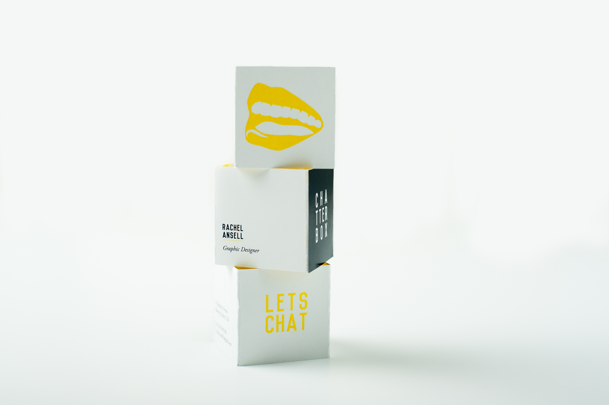     The business card folds open into a cube to sit on a desk,&nbsp;but can also be folded flat to fit inside a wallet. 