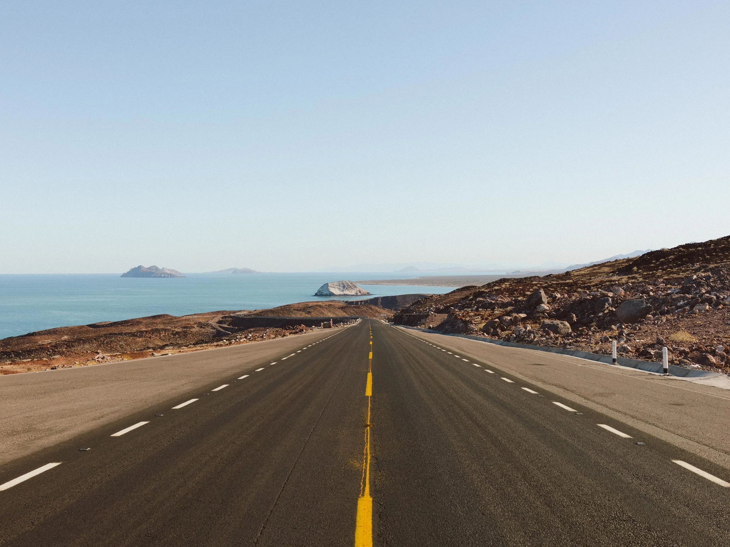 After 10 hours on the road this beautiful stretch of highway hugs the The Sea of Cortez coastline with gorgeous views of 'Islas de Encantadas'. 