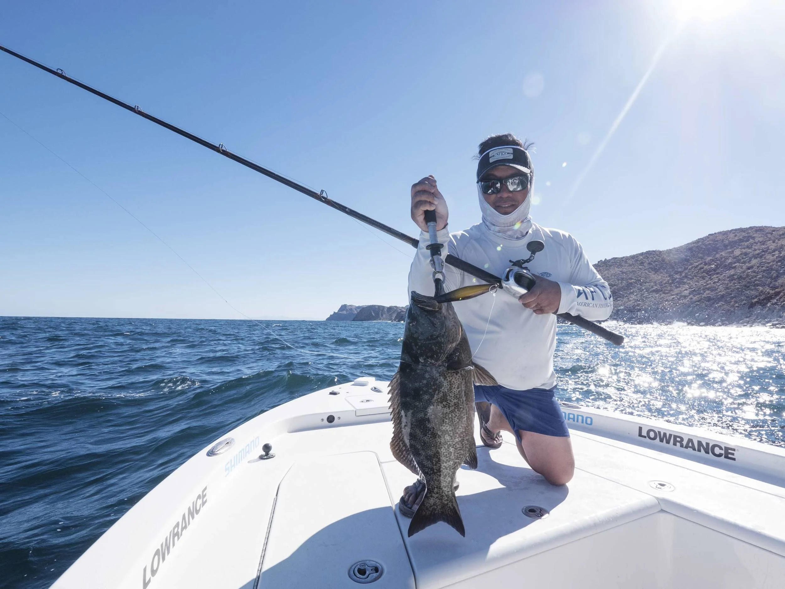 Capt. Ben Florentino shows that much like Calico Bass, the Leopard Grouper maul the Señorita colored jig. 