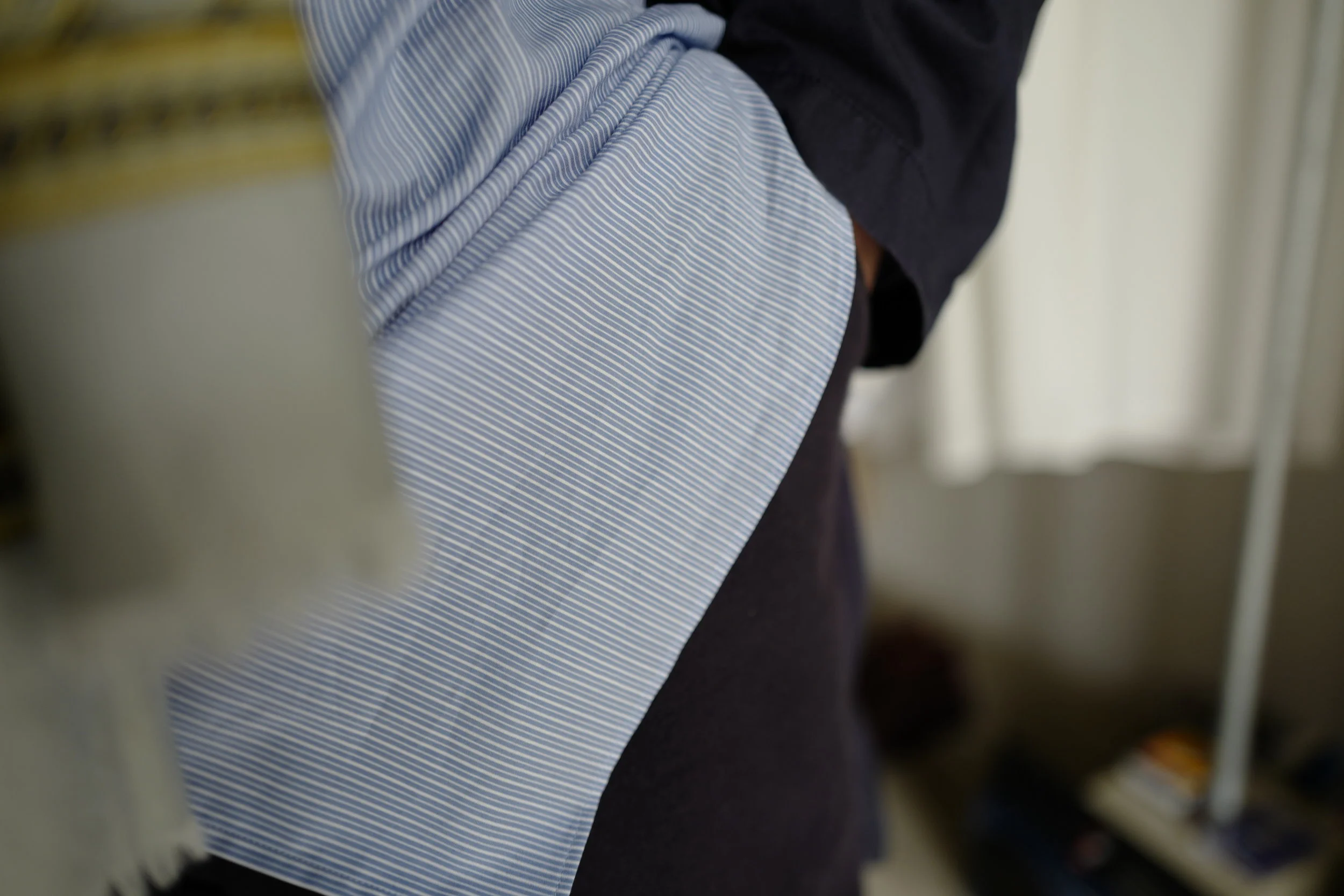 AURALEE FINX SILK STRIPE SHIRTS