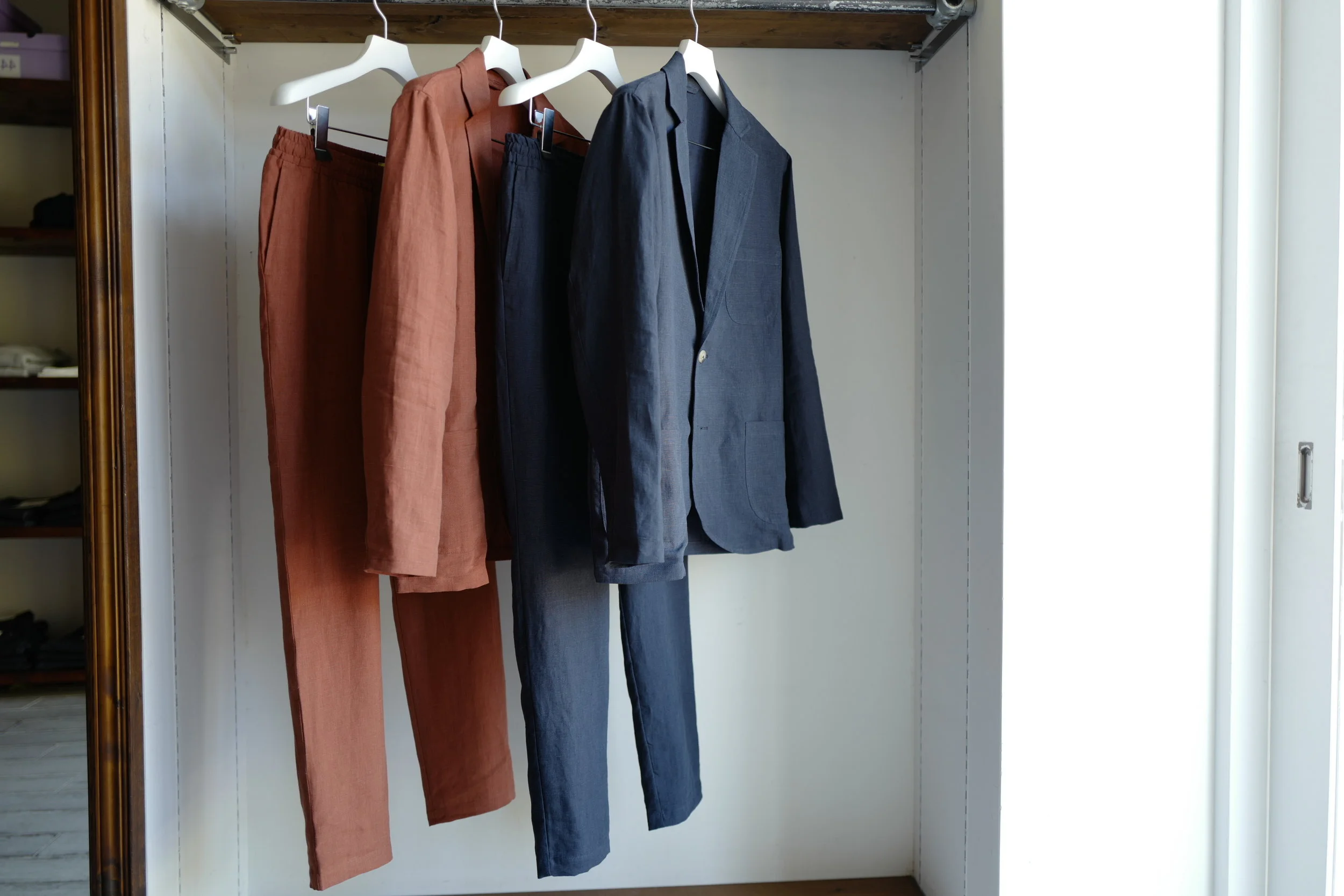 DE BONNE FACTURE BRUSHED BELGIAN LINEN RELAXED JACKET / EASY TROUSERS