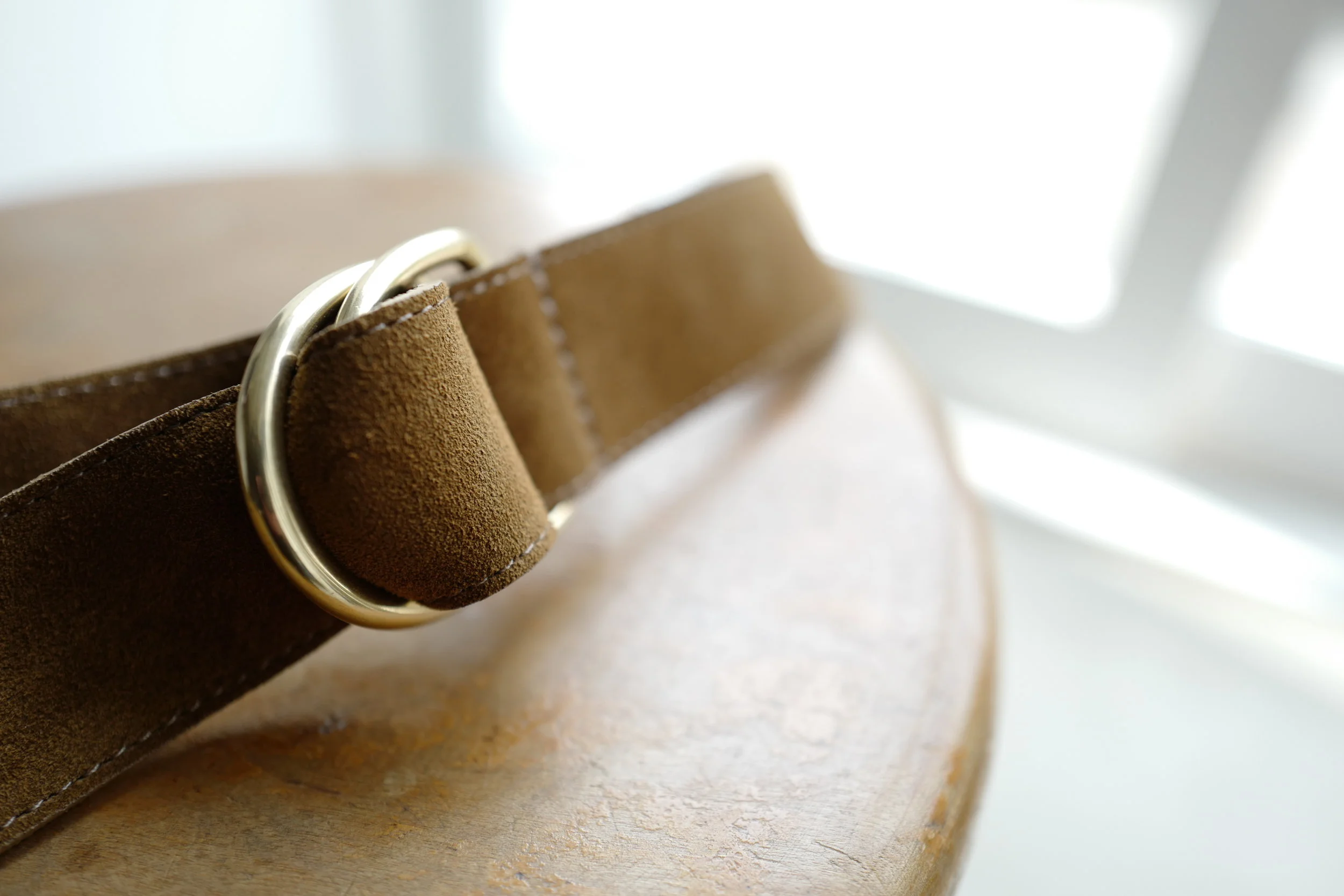 DE BONNE FACTURE SUEDE LEATHER DOUBLE D RING BELT