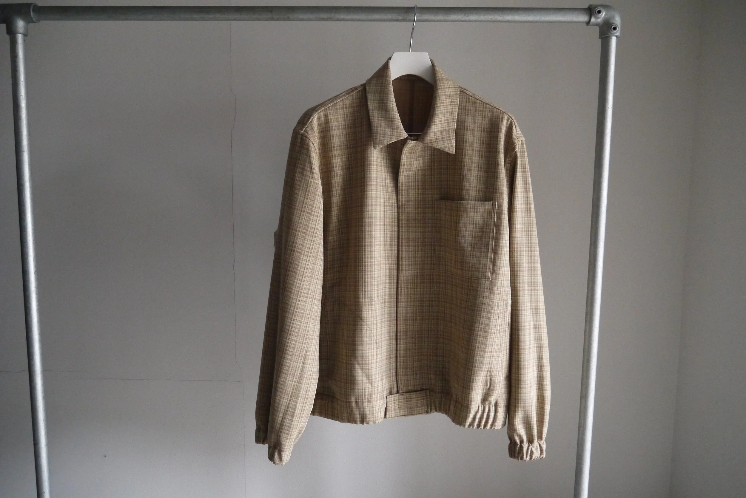AURALEE HARD TWIST WOOL DOUBLE FACE CHECK BLOUSON