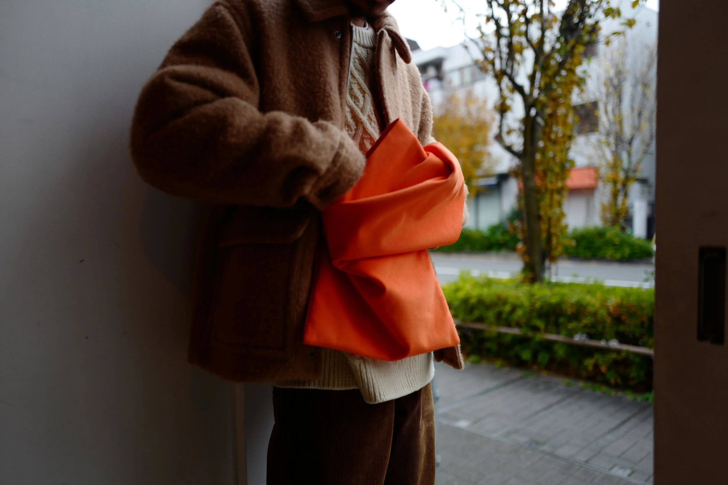 Ecru, Camel, and Orange.