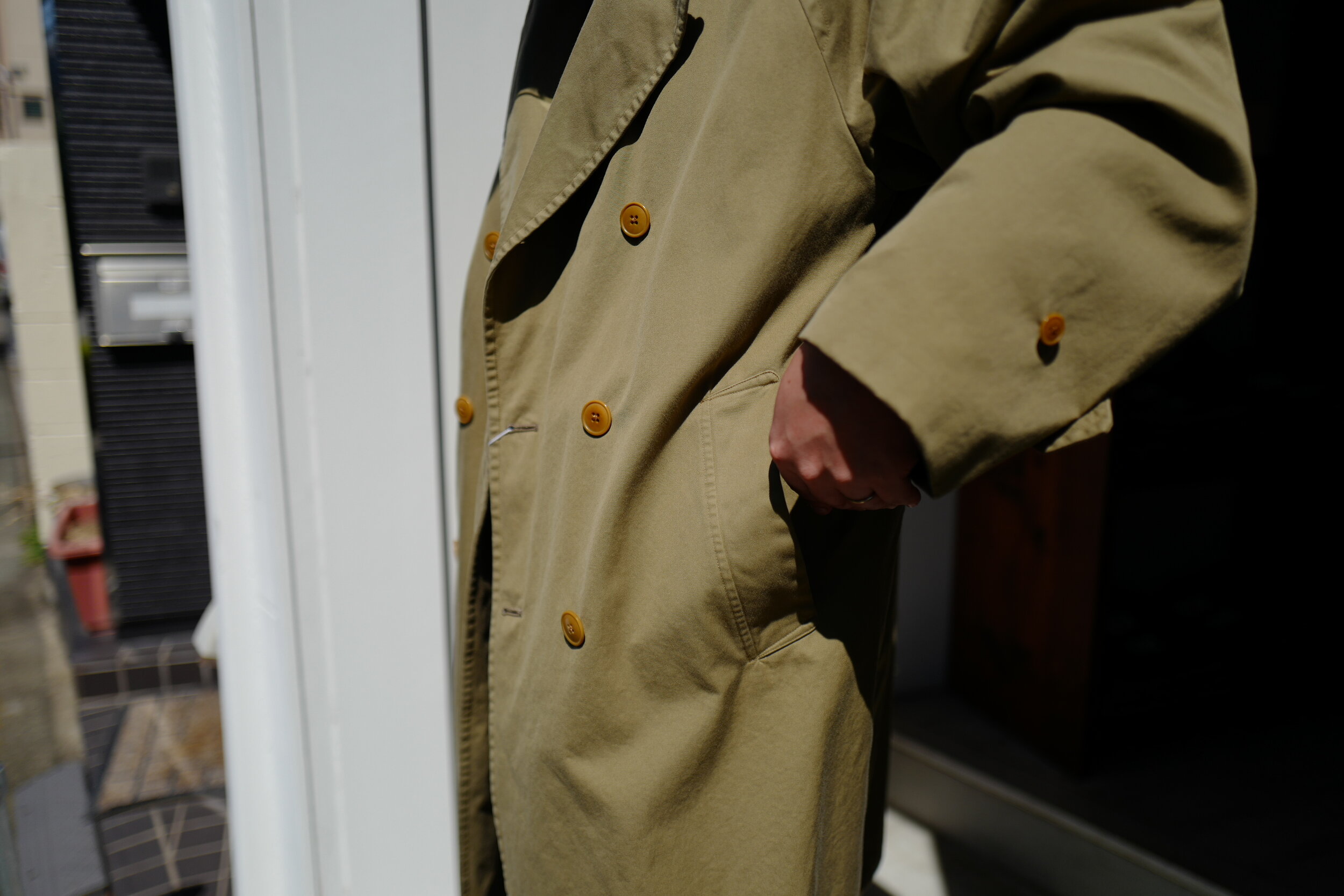 COMOLI コットンギャバ ダブルブレステッドコート — TF Blog