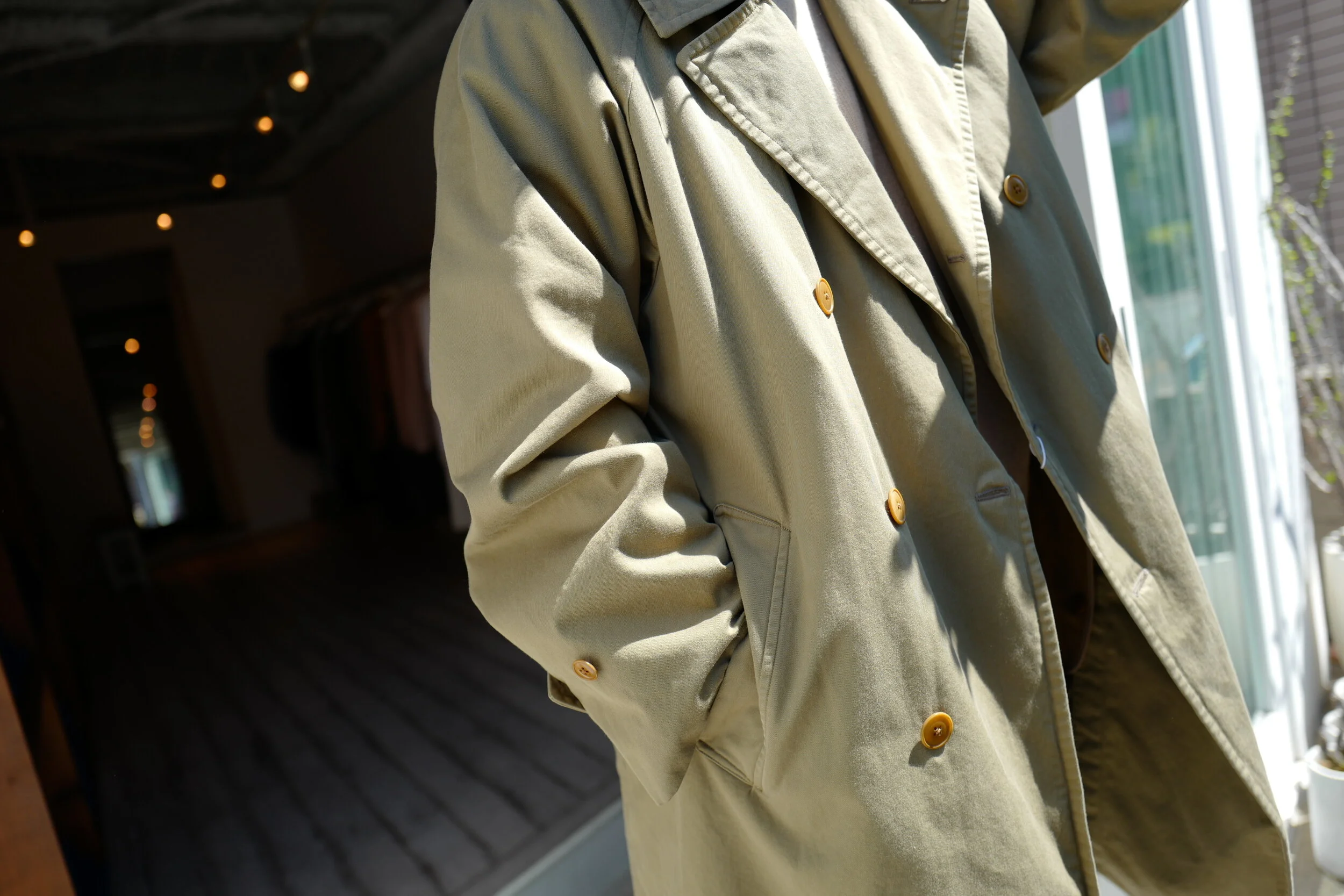 COMOLI コットンギャバ ダブルブレステッドコート — TF Blog