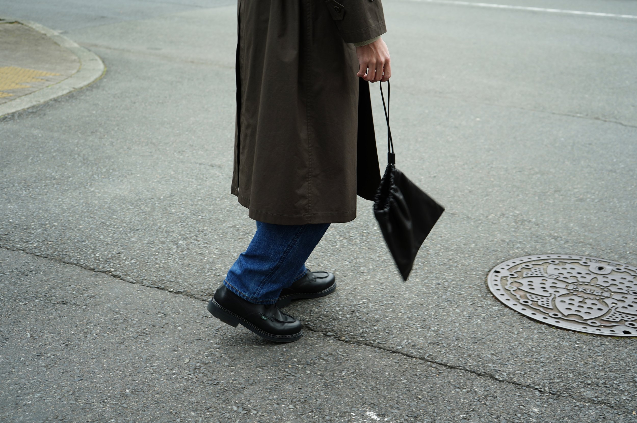 cow leather drawstring bag