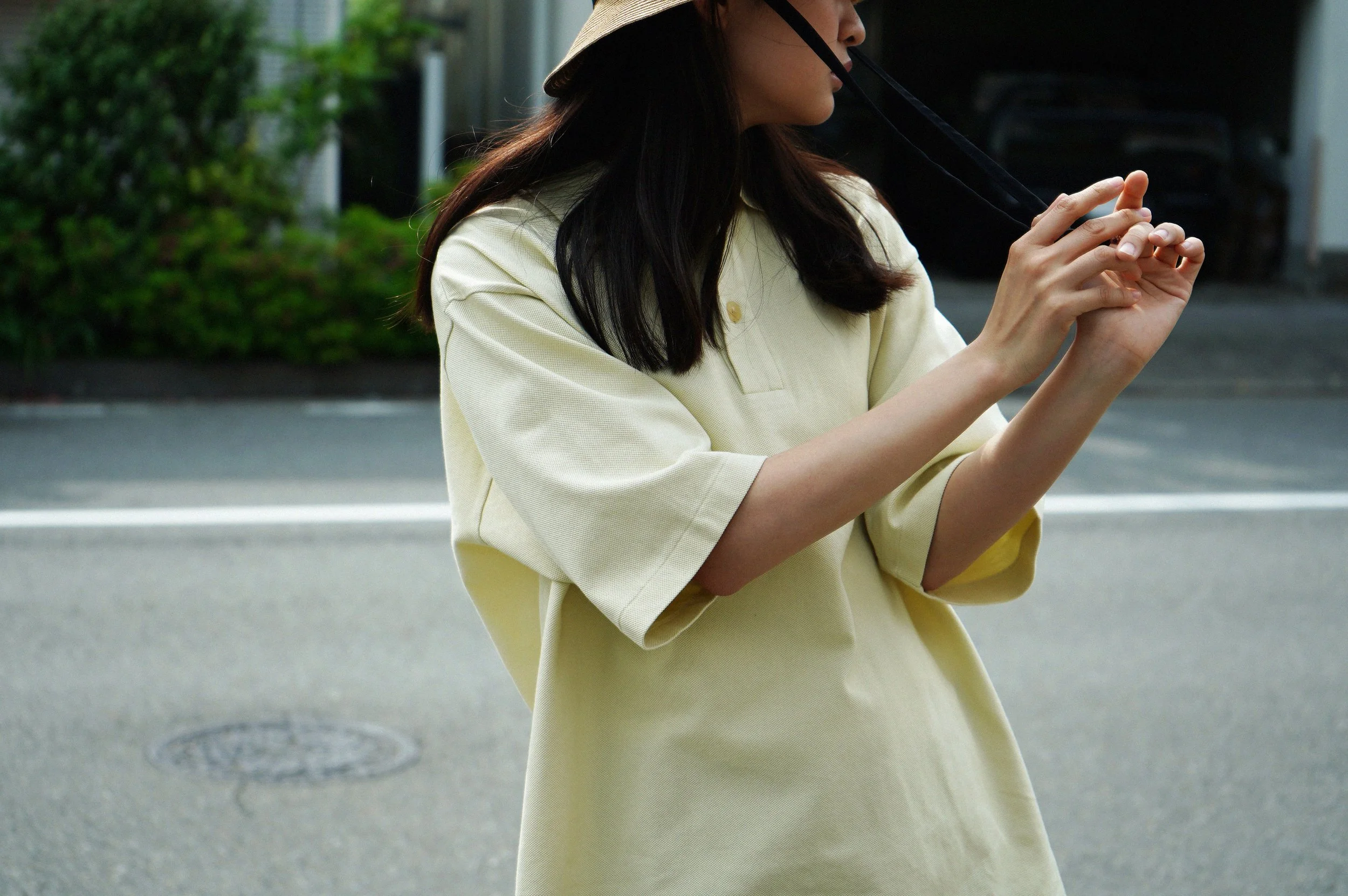 AURALEE SUPER FINE COTTON SALT SHRINK PIQUE BIG POLO