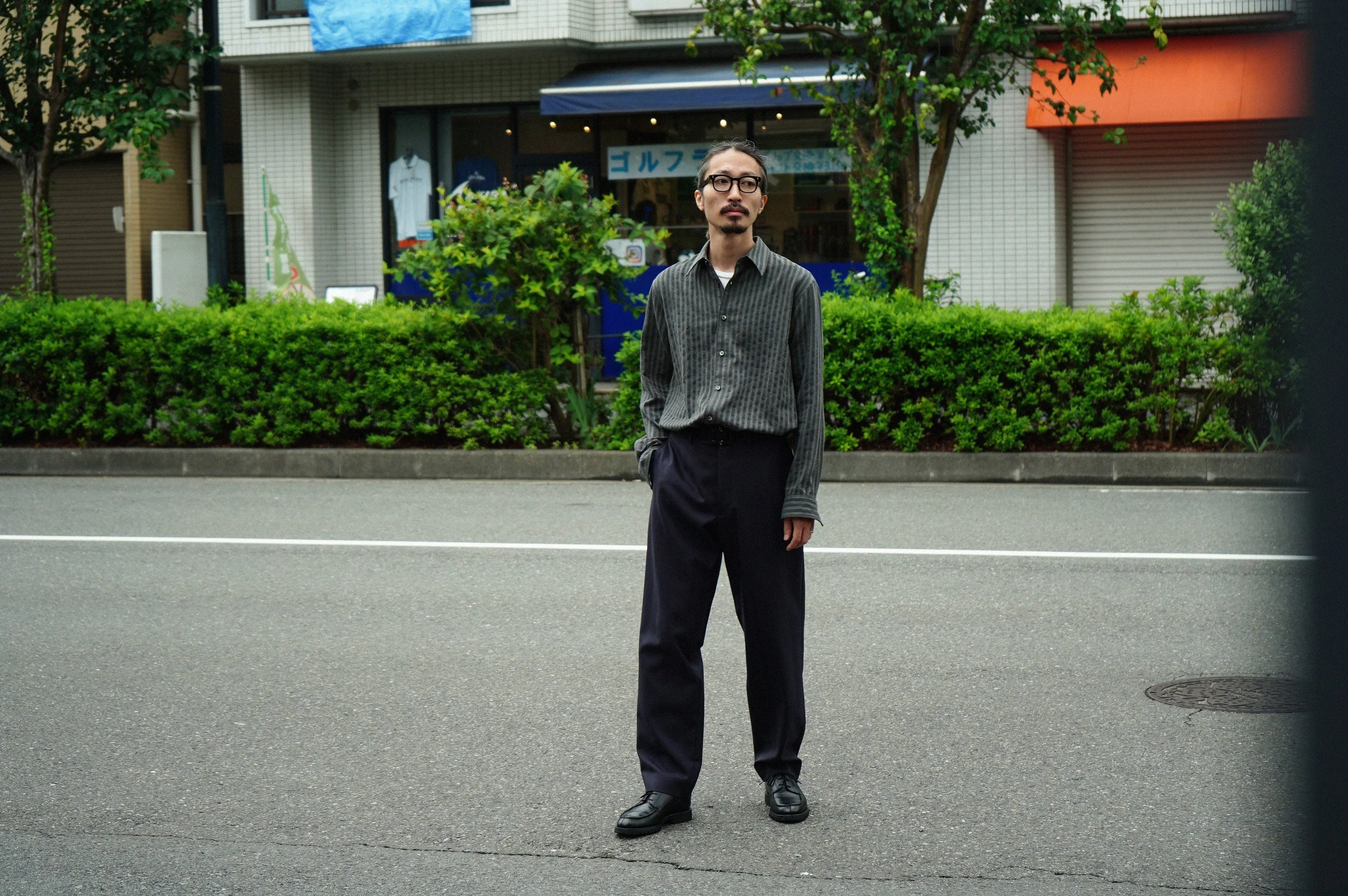 パイルスエード・ストライプシャツ