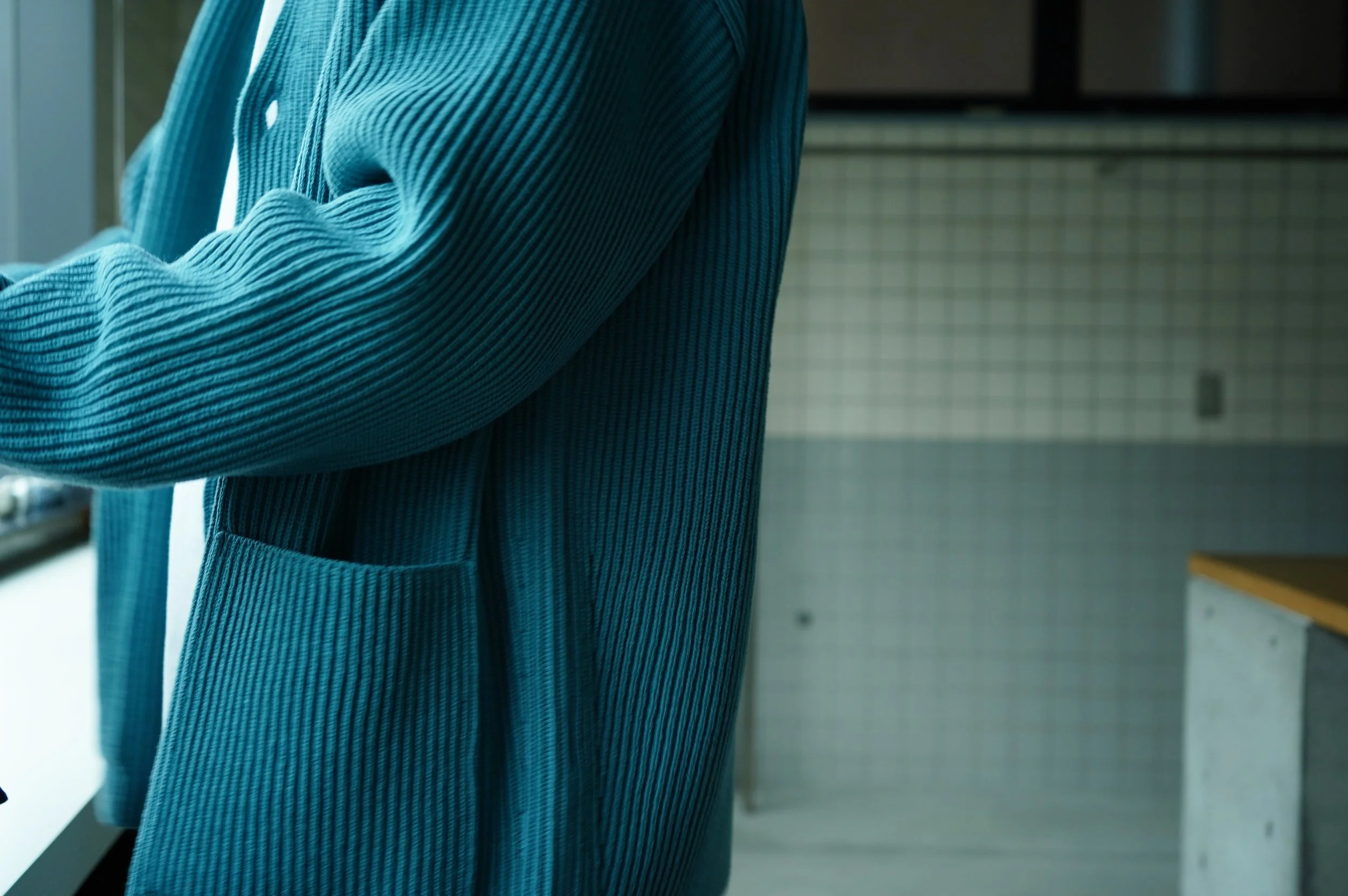 AURALEE SUPER FINE WOOL RIB KNIT BIG CARDIGAN