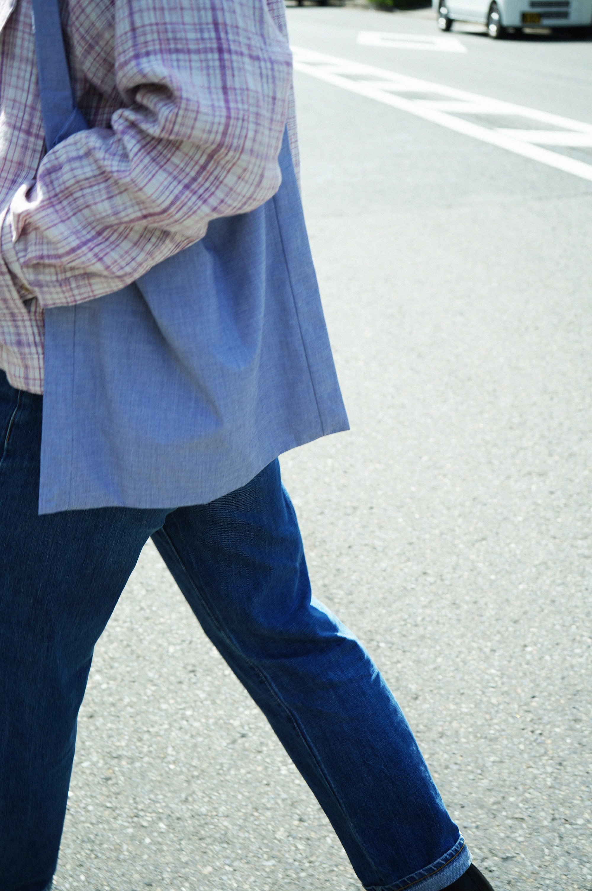 AURALEE LINEN SILK CHECK ZIP BLOUSON