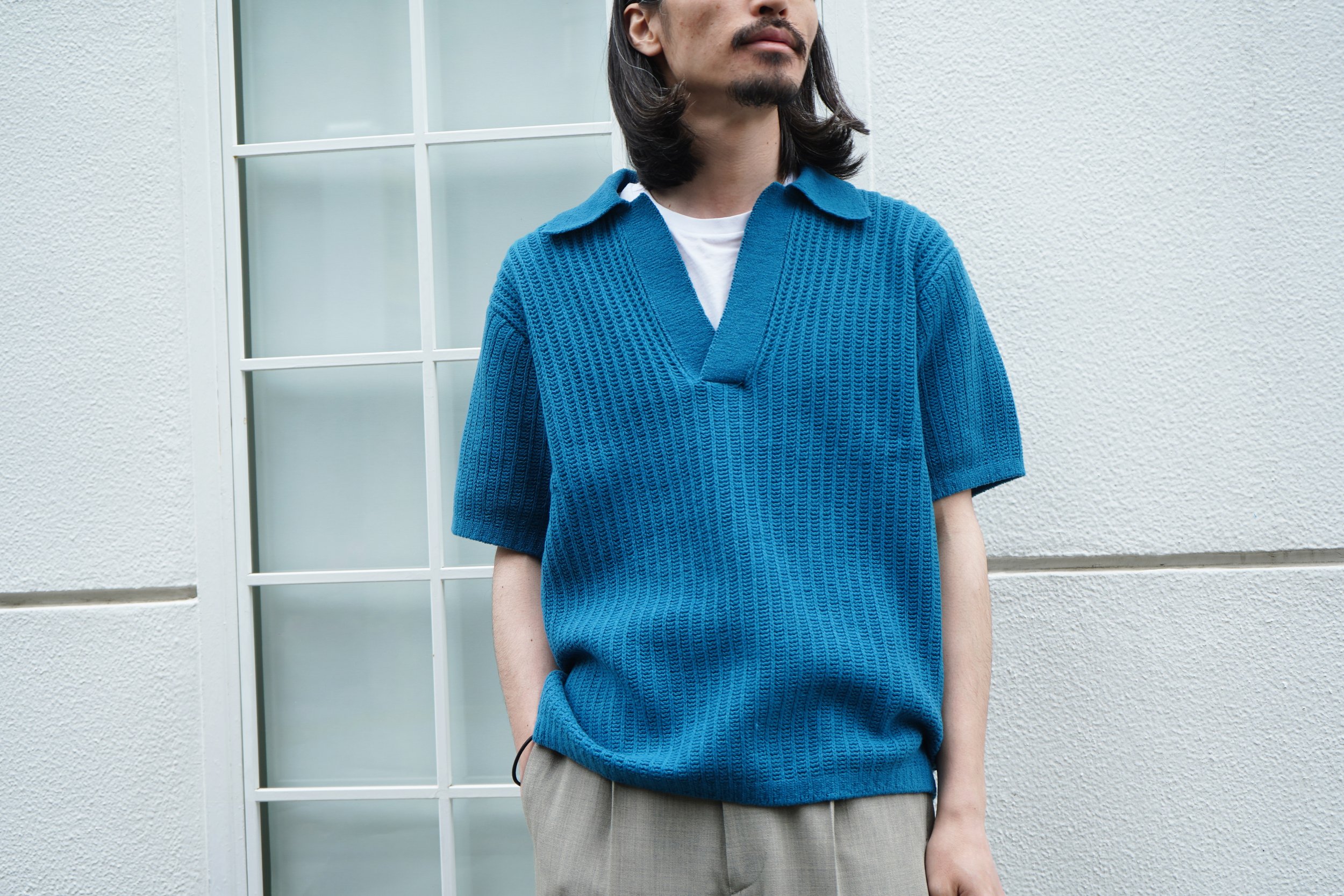 AURALEE BRUSHED COTTON WOOL RIB KNIT SKIPPER POLO — TF Blog AURALEE BRUSHED COTTON WOOL RIB KNIT SKIPPER POLO — TF Blog