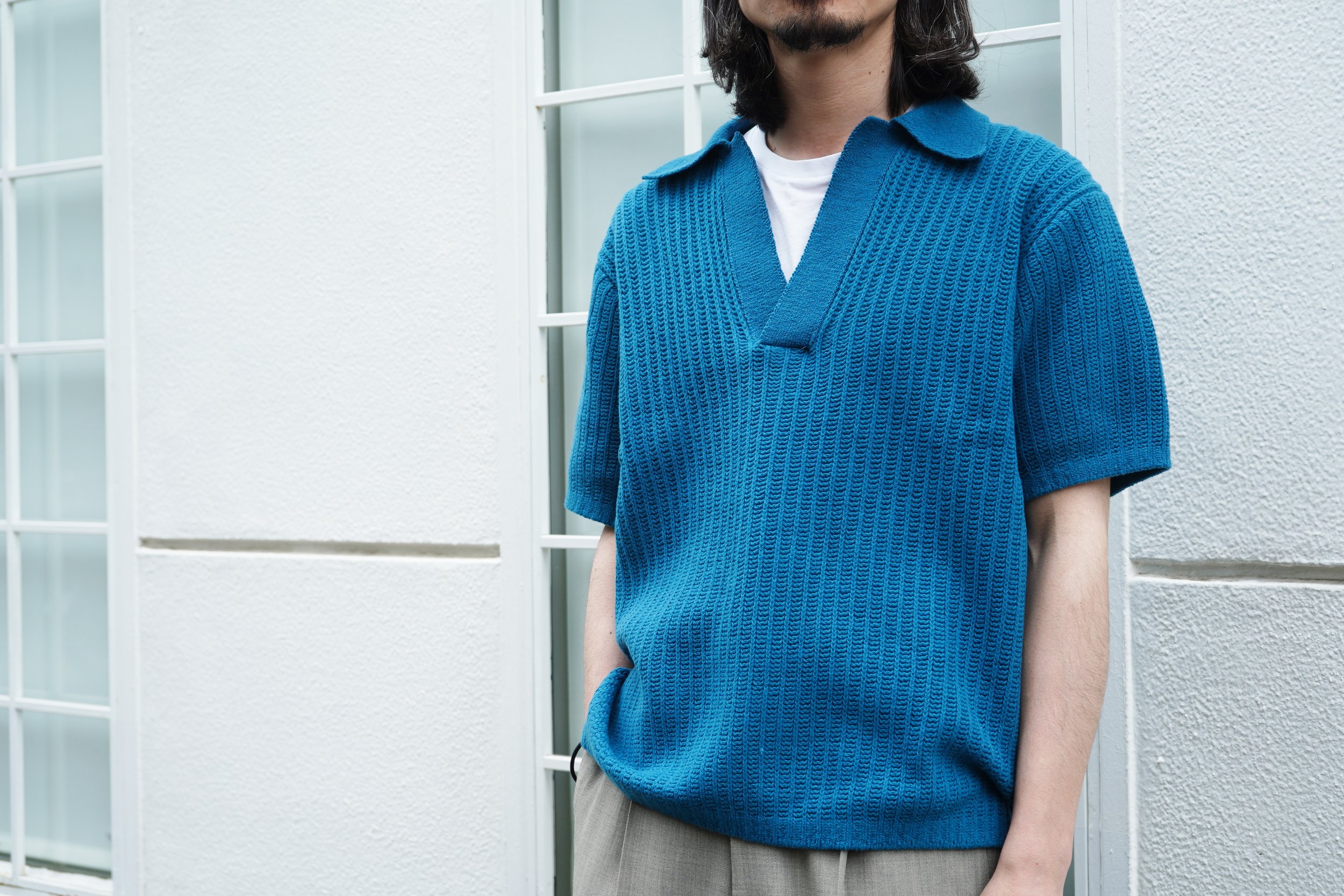 トップス BRUSHED COTTON WOOL RIB KNITSKIPPER POLO AURALEE BRUSHED COTTON WOOL RIB KNIT SKIPPER POLO — TF Blog