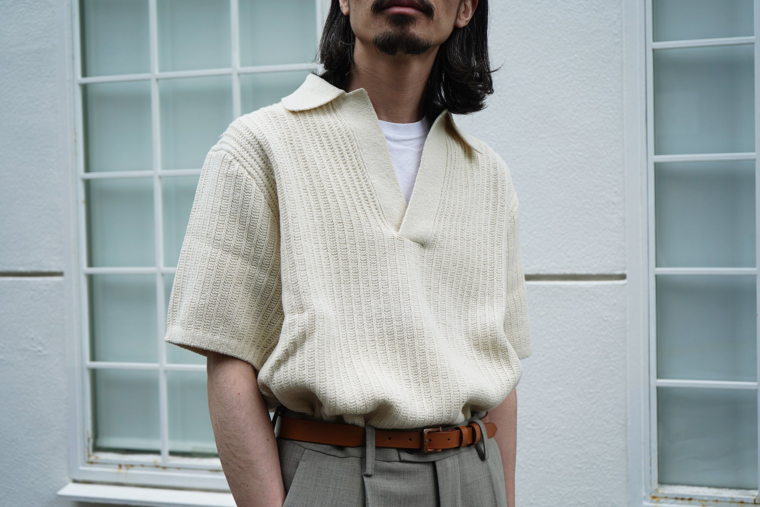 AURALEE BRUSHED COTTON WOOL RIB KNIT SKIPPER POLO — TF Blog AURALEE BRUSHED COTTON WOOL RIB KNIT SKIPPER POLO — TF Blog