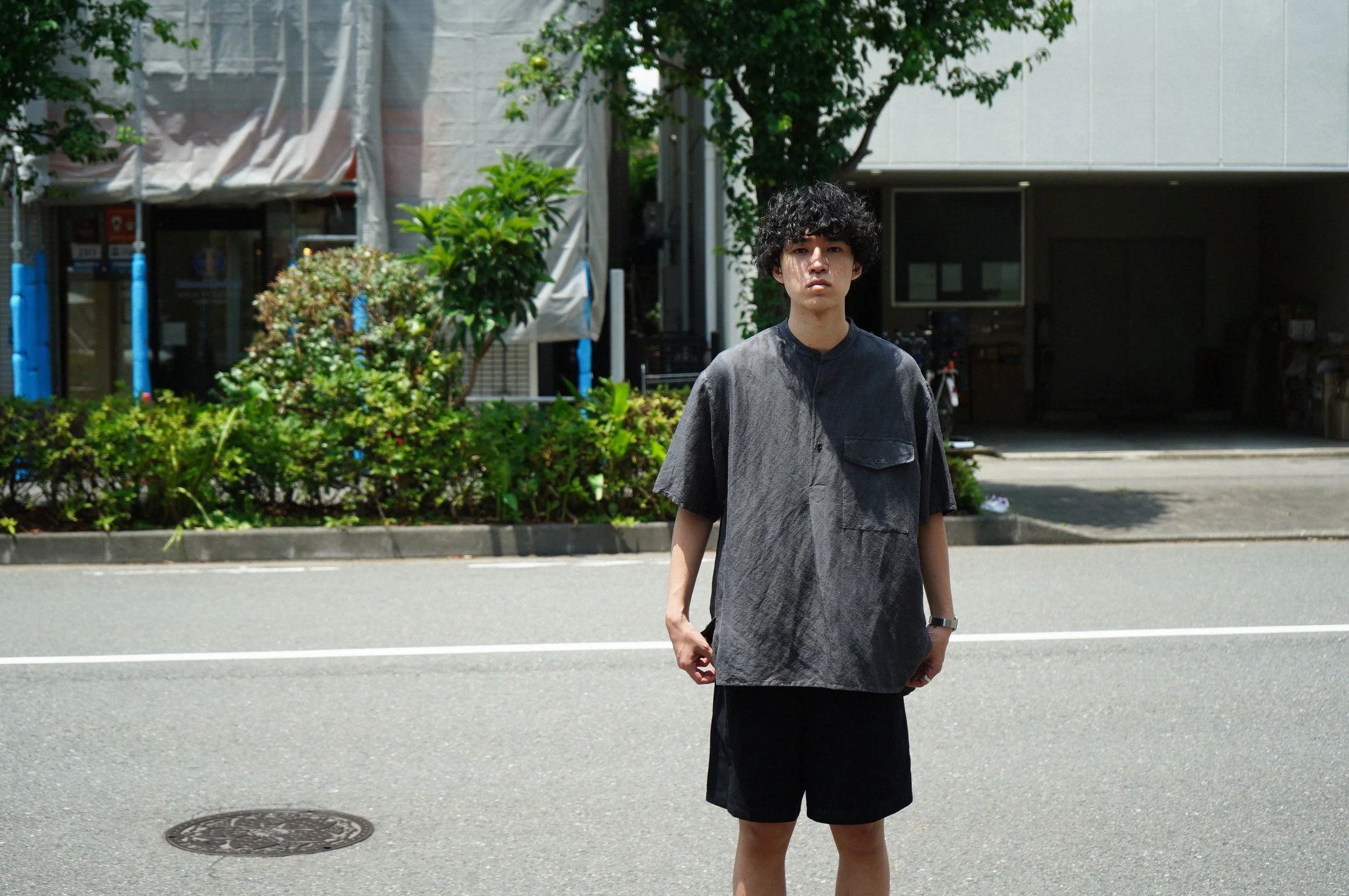 トップス yleve linen viscose over dye sh YLÈVE - VISCOSE LINEN SHIRT - CHARCOAL – un