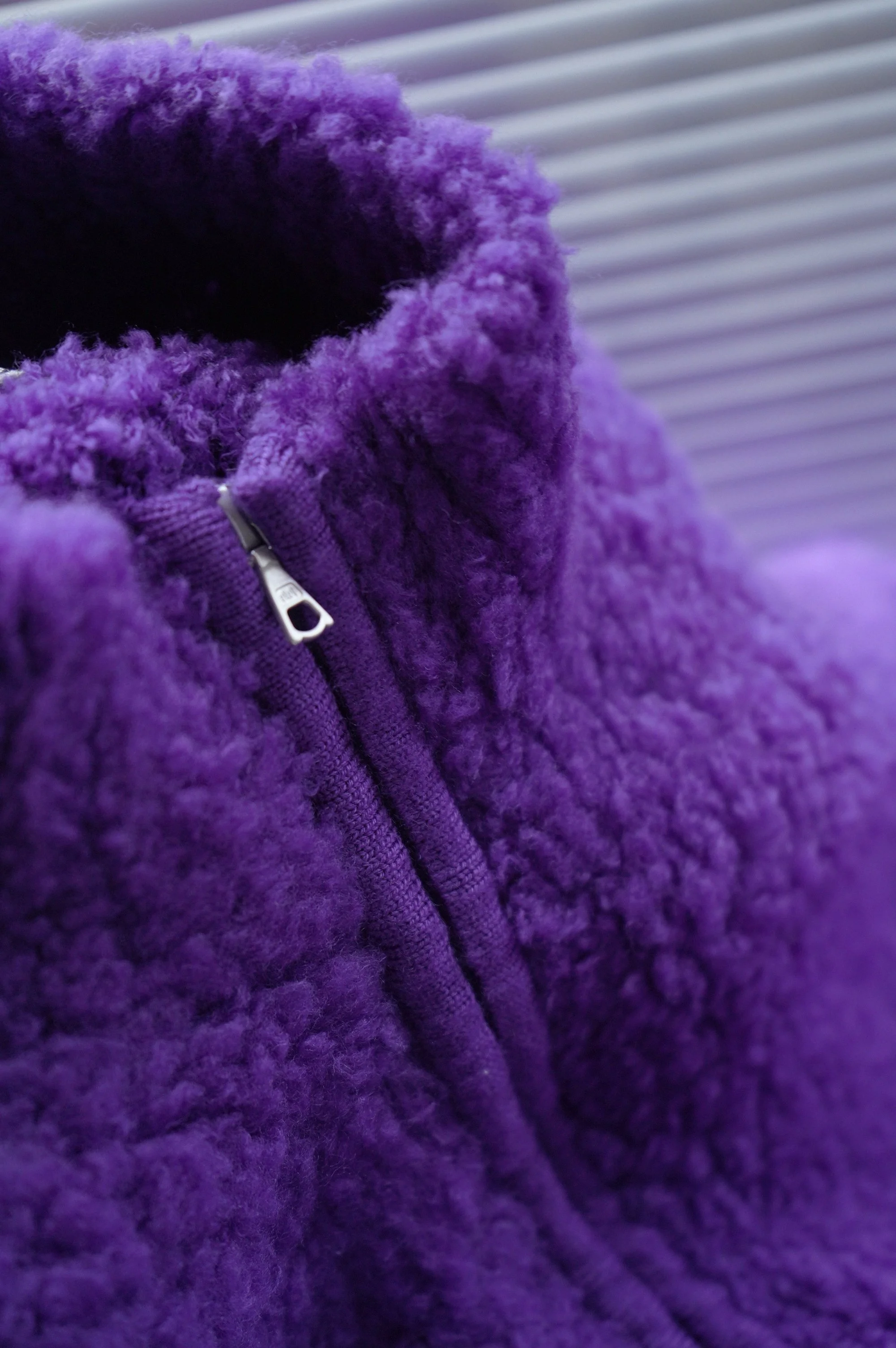 AURALEE MERINO WOOL BOA KNIT HALF ZIP P/O