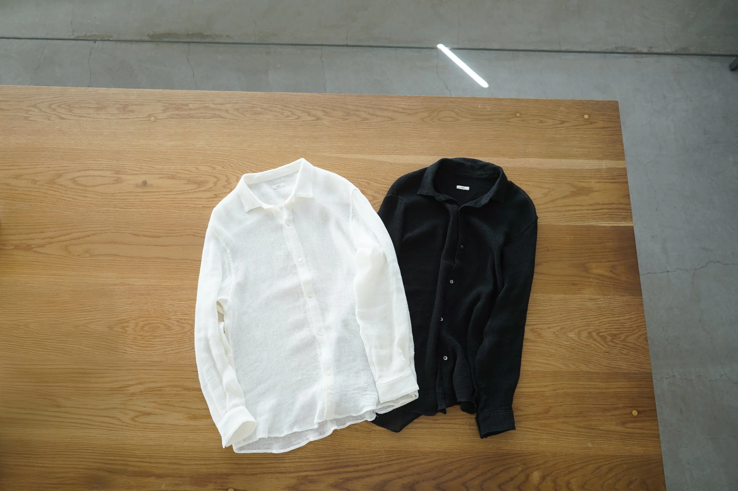awasa リネンメッシュ レギュラーカラーシャツ