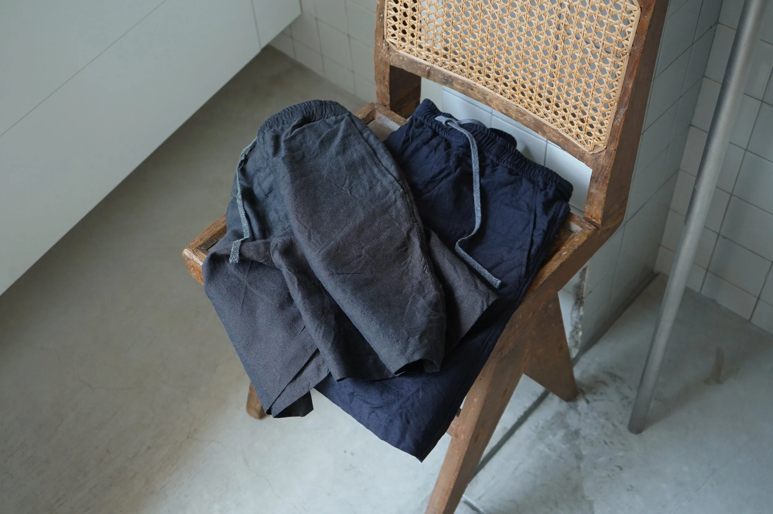 awasa : ウールリネン ワイド イージーショーツ