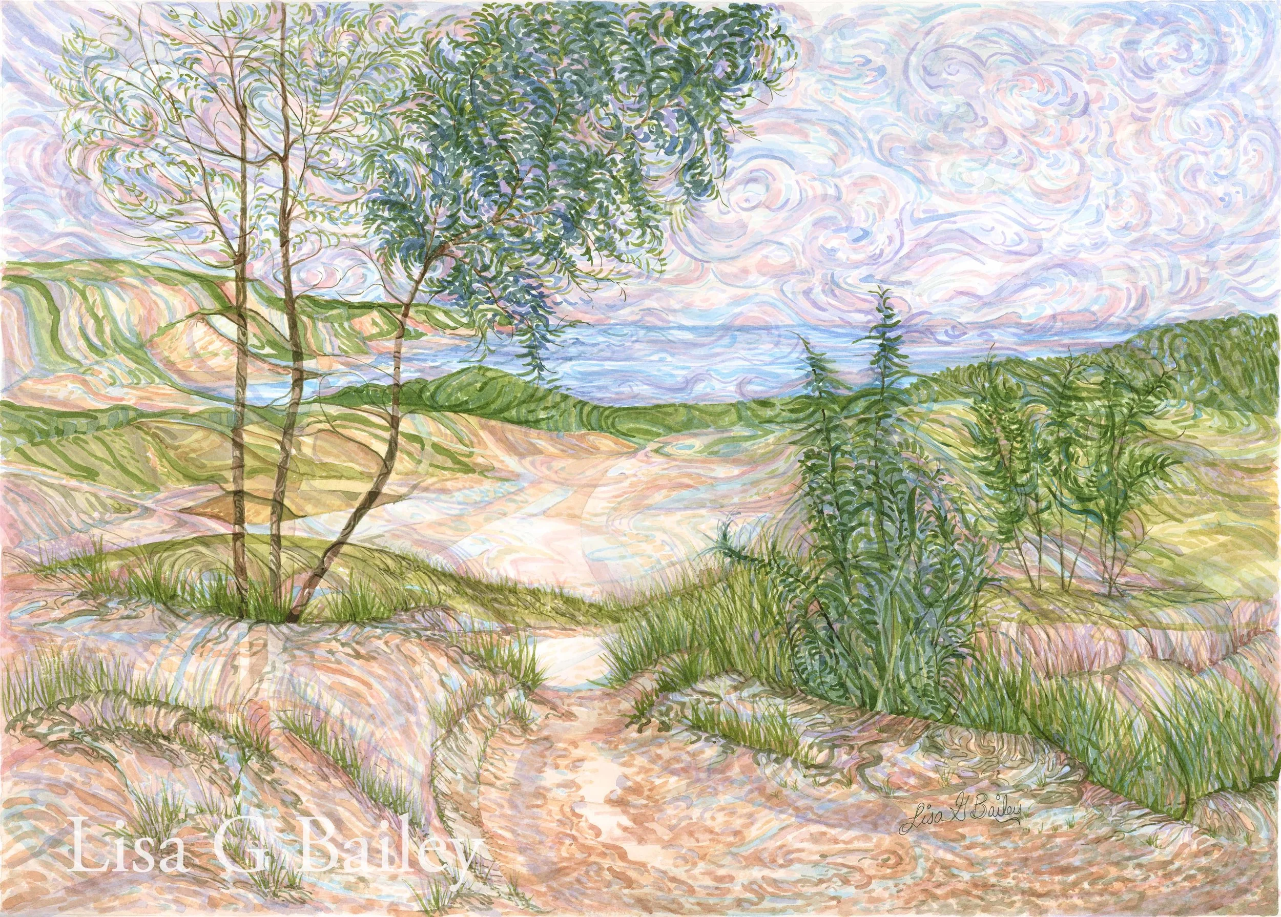 Dune Walk - Watercolor