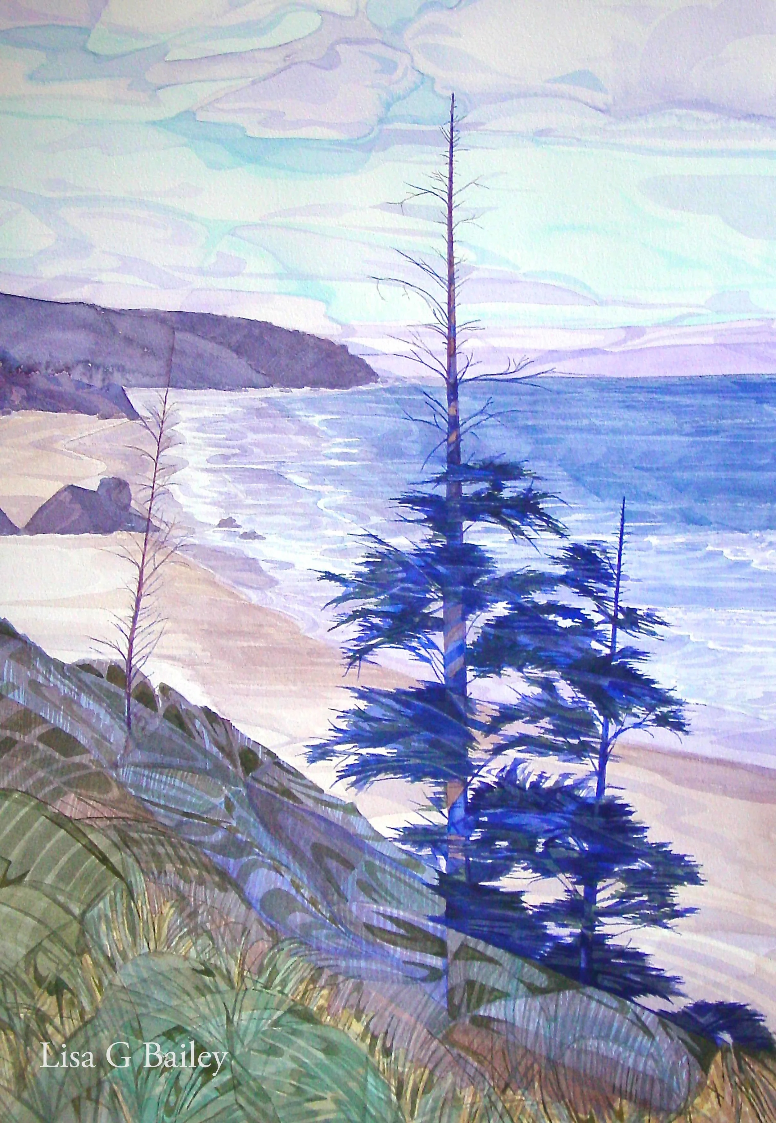 Secluded Beach - Watercolor