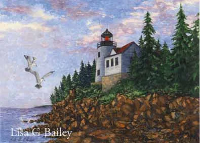 Bass Harbor Light - Watercolor