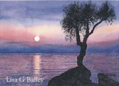 Moon Rising - Watercolor