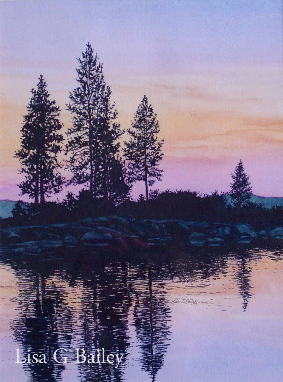 Trees in Silhouette - Watercolor