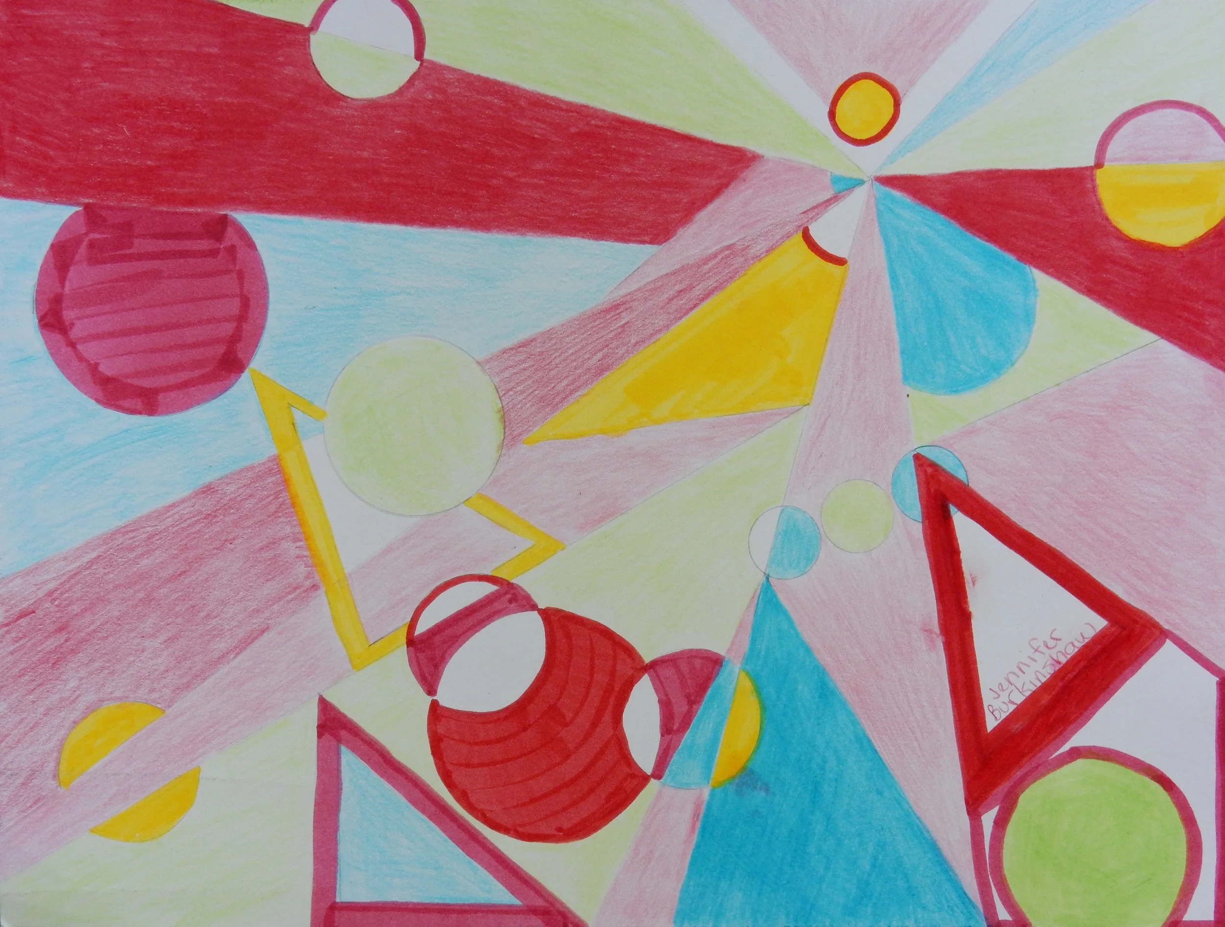 Jennifer Burkinshaw. Circles & Triangles.14yrs Artwork posted with permission.