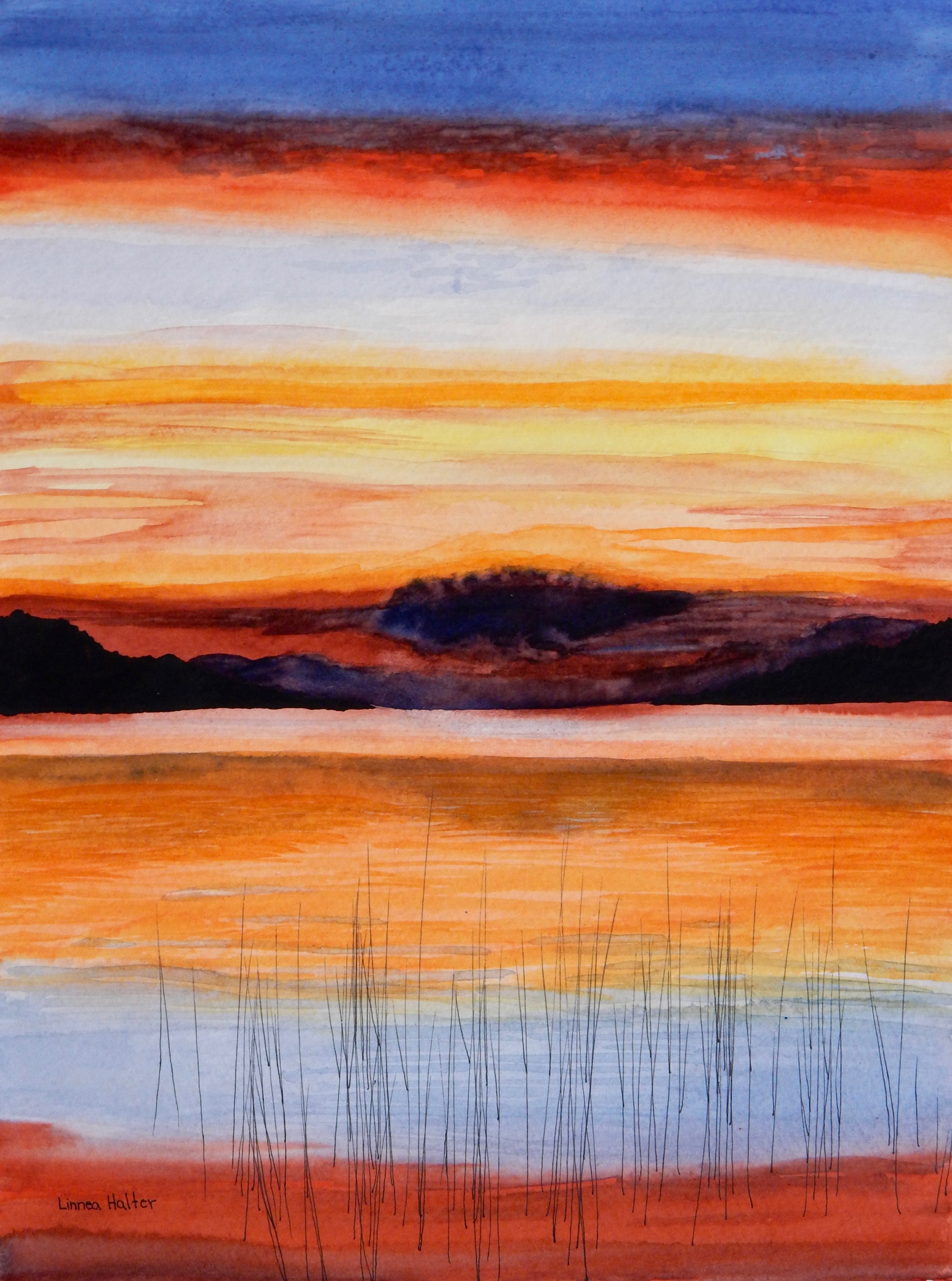 Linnea Halter.15yrs.watercolor Sunset