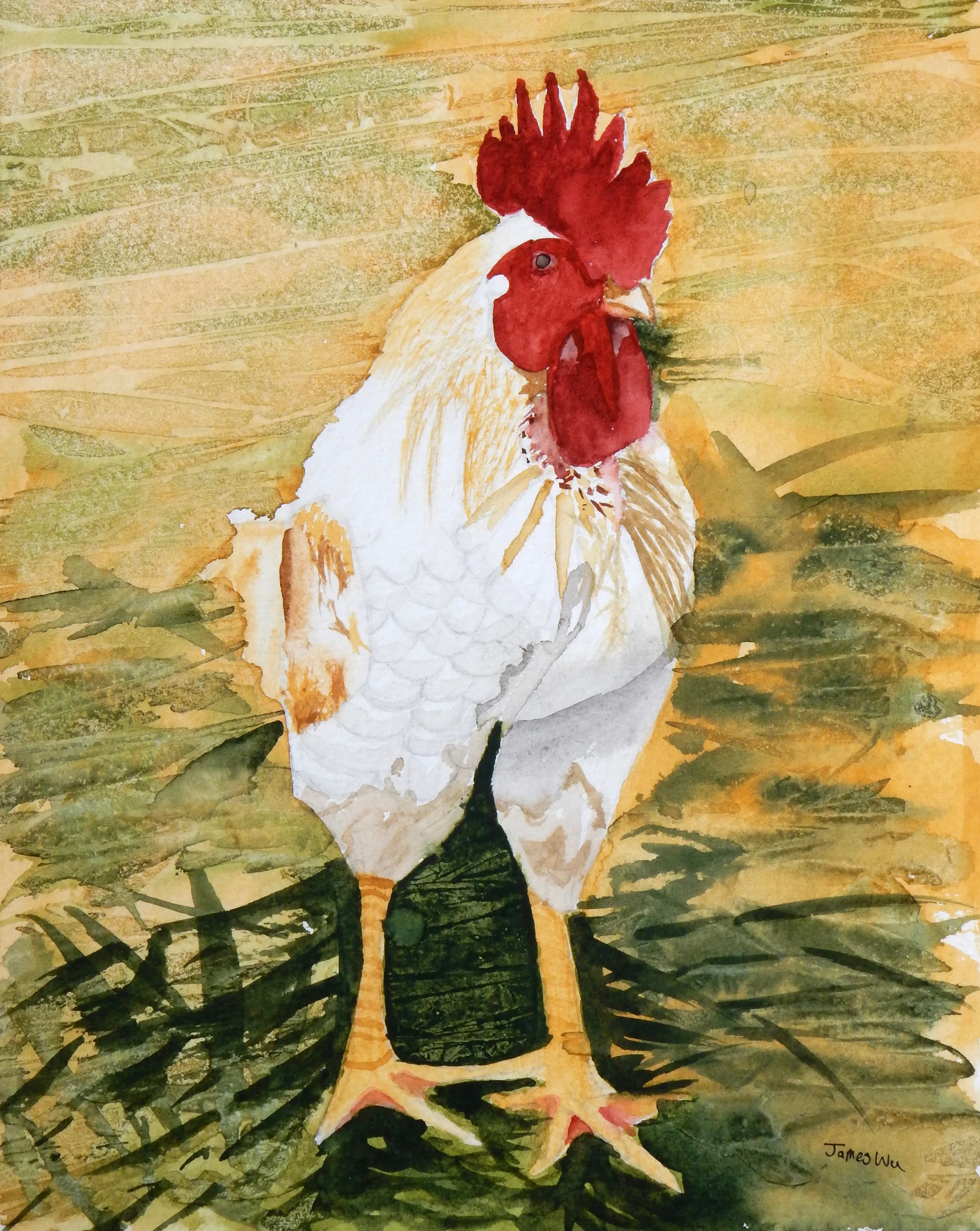 James Wu.7th grade.watercolor.Rooster