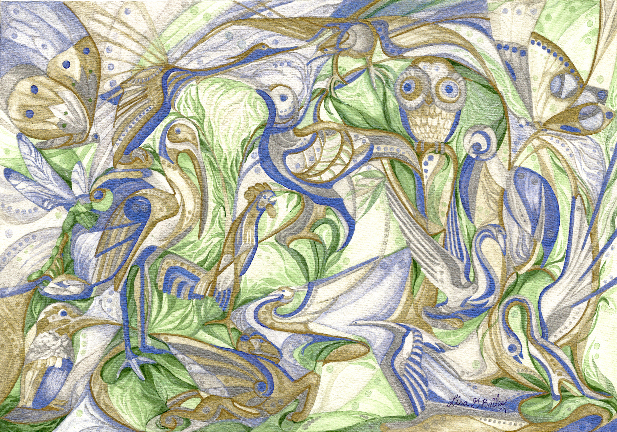 Lisa G Bailey.colorweave watercolor.Classic Wings