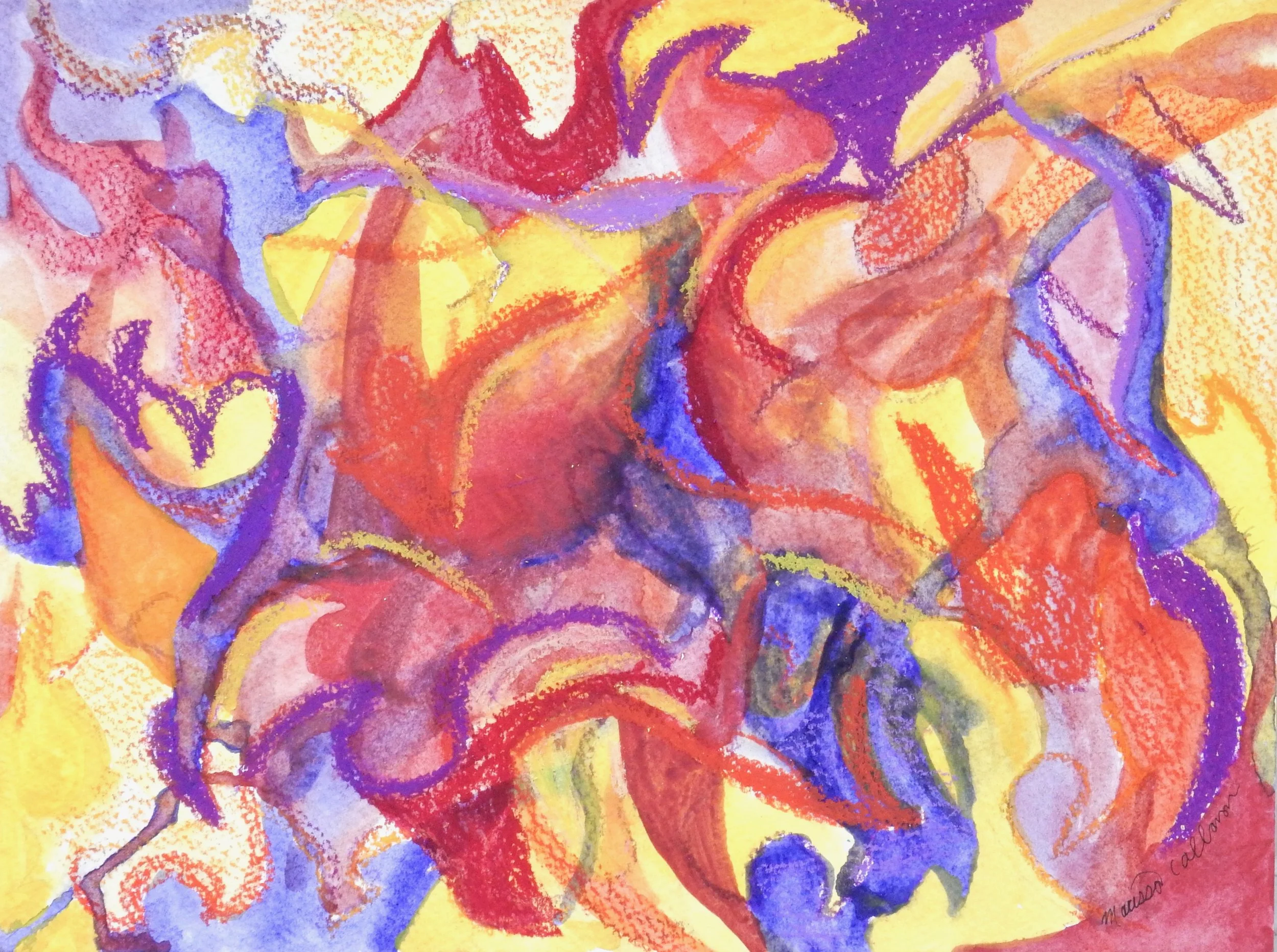 Marissa Callanan.watercolor with oil pastels