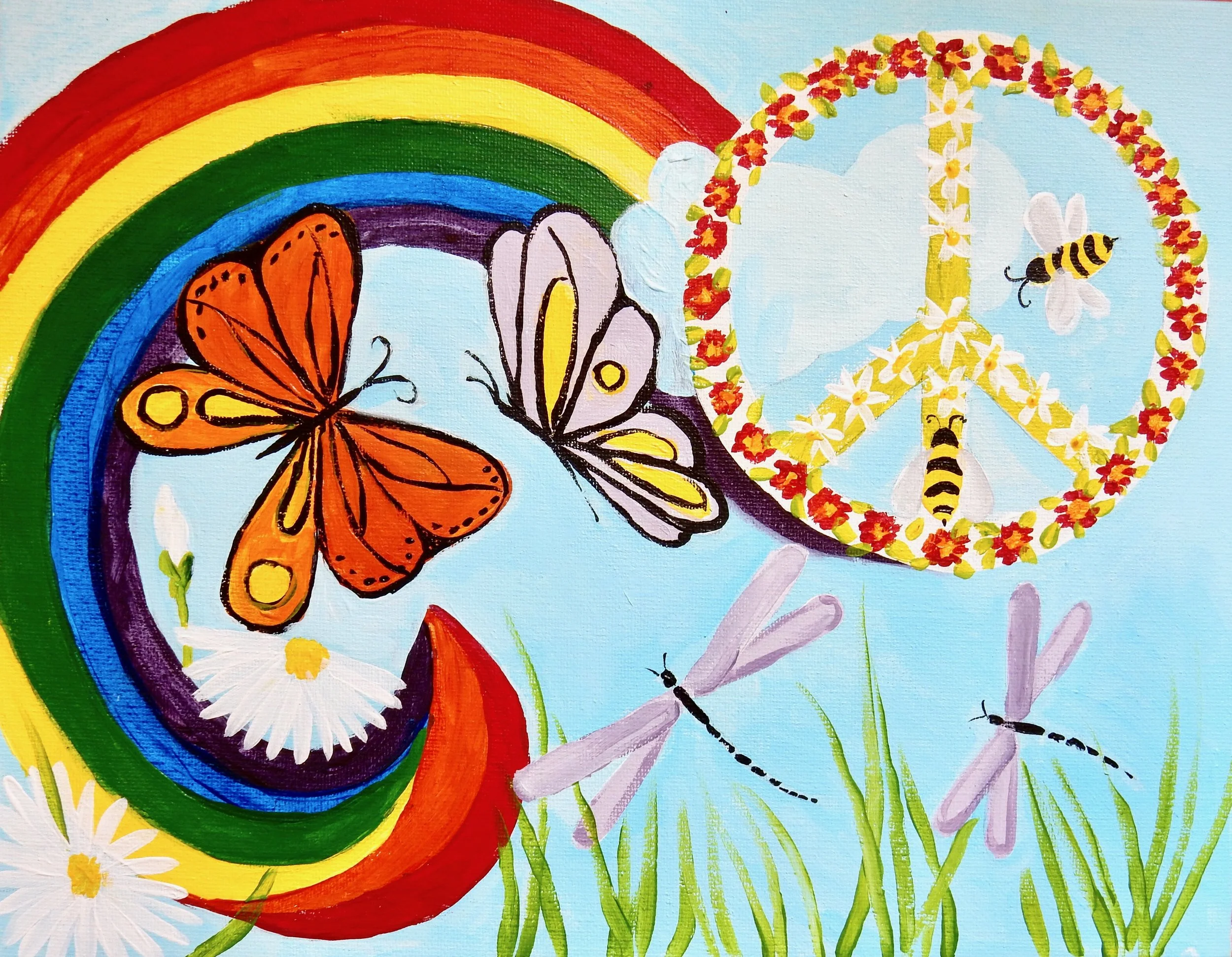Lisa G Bailey.acrylic.Flower Power