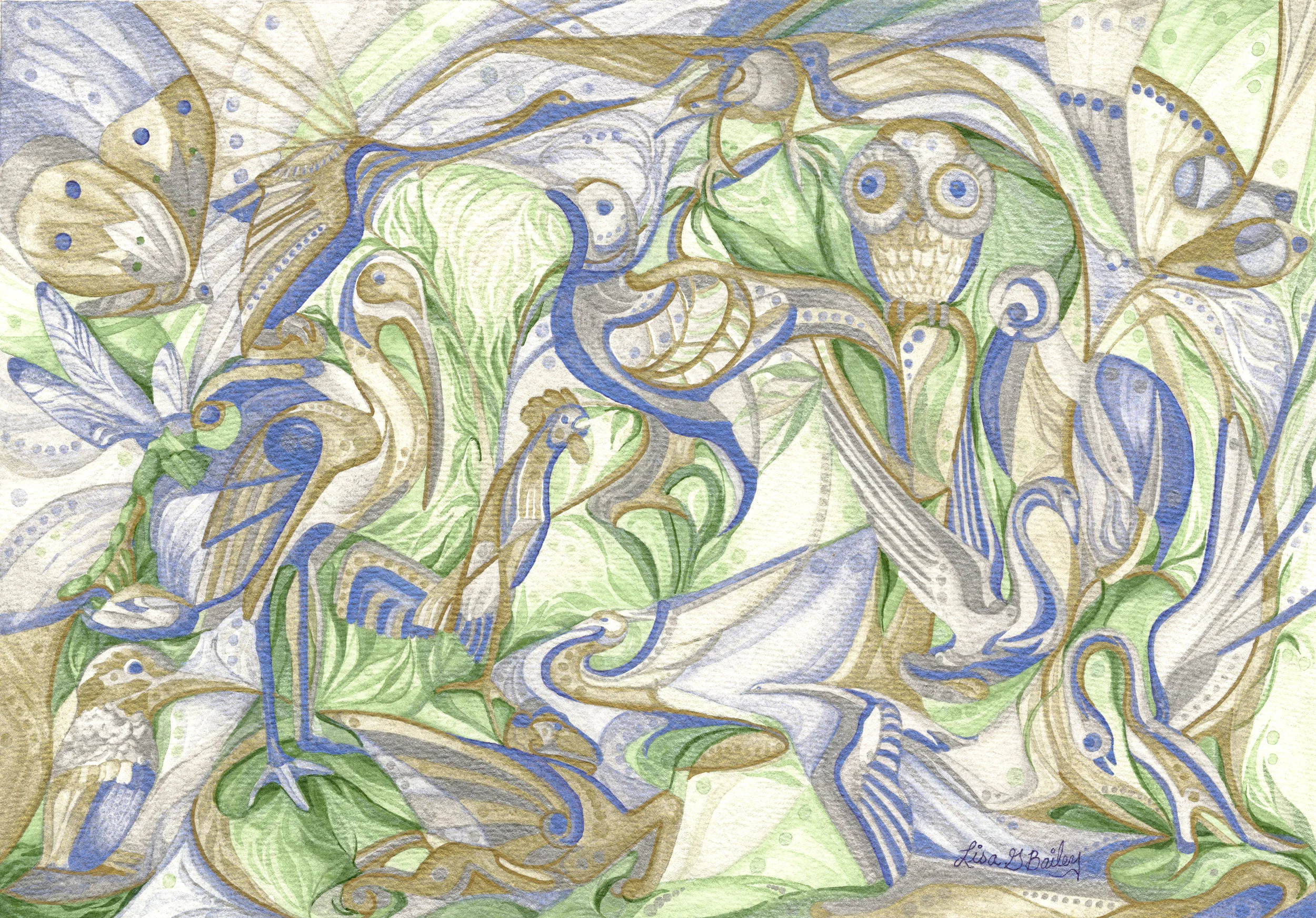Lisa G Bailey. Colorweave watercolor. Classic Wings