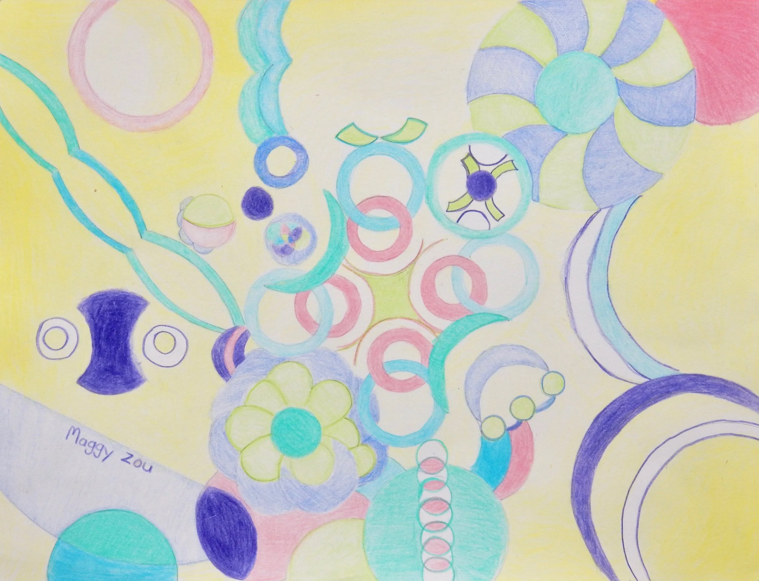 Maggy Zou.10yrs.Circles in colored pencil