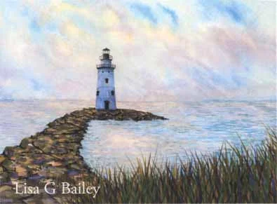 Saybrook Breakwater Light. watercolor