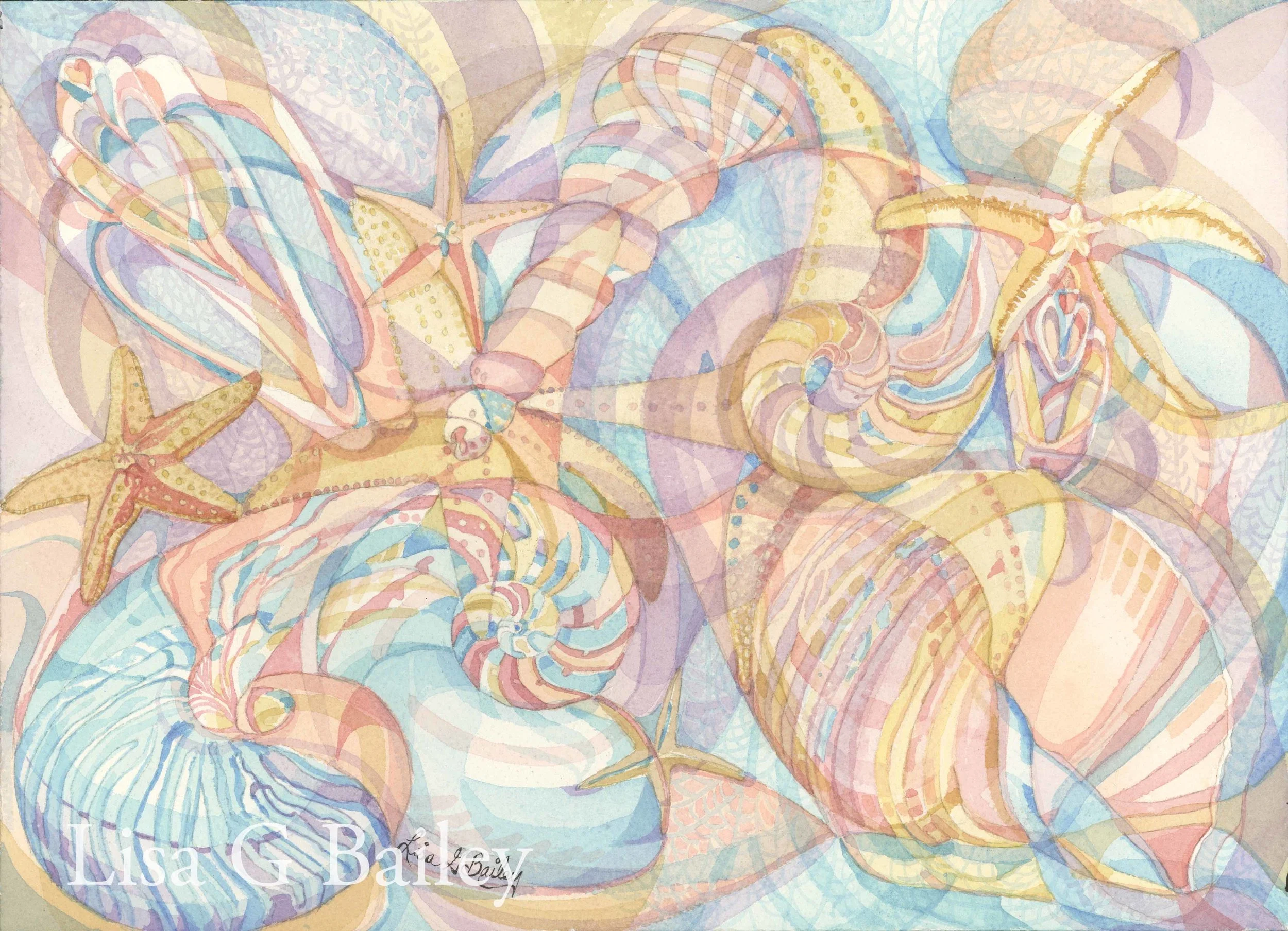 Lisa G Bailey. Seashore Collection.colorweave watercolor