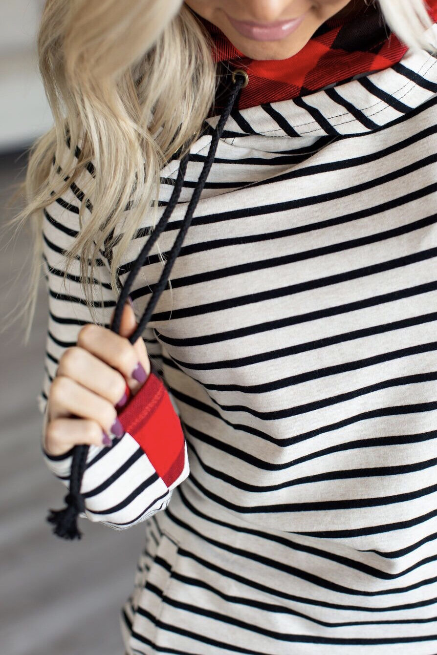 buffalo plaid double hoodie