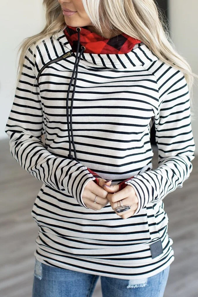 buffalo plaid double hoodie