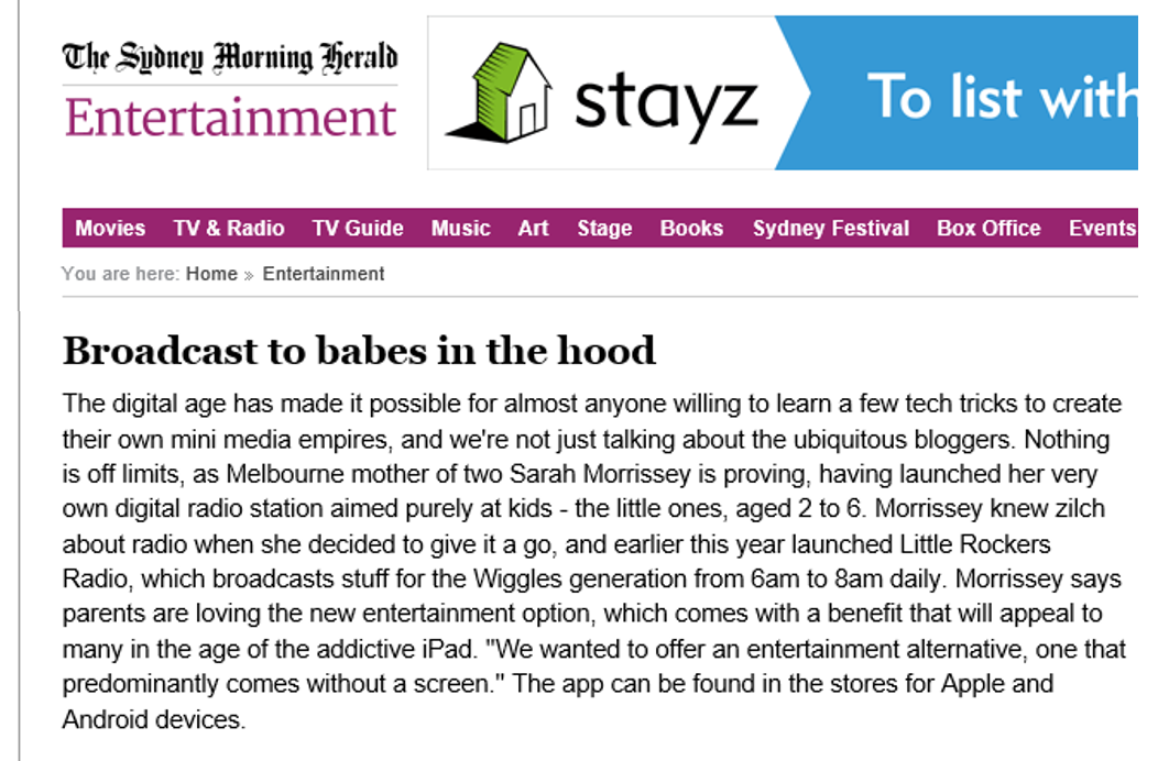 Sydney Morning Herald website (May 2014)