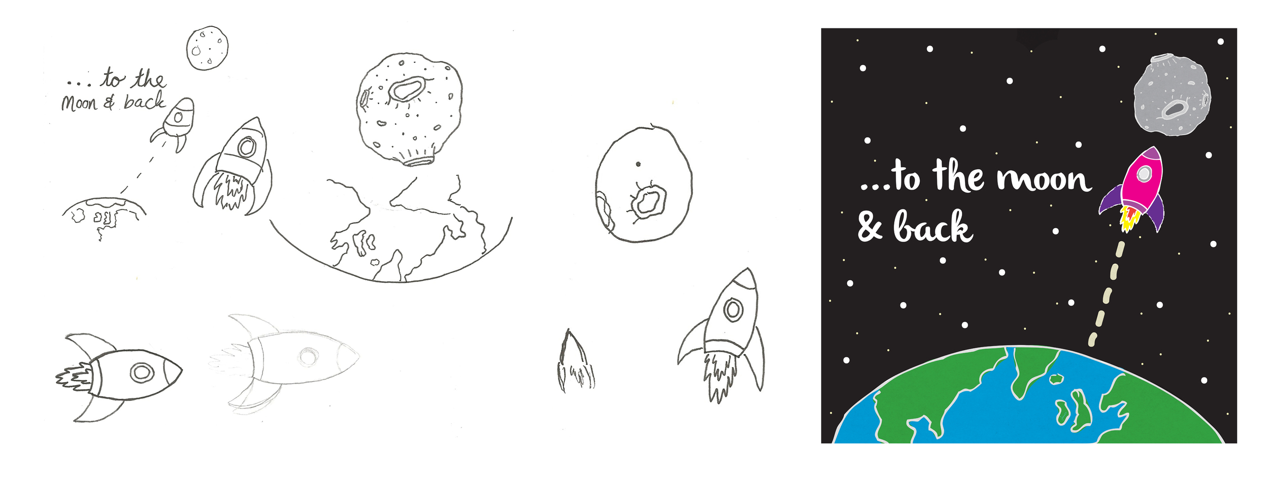 Sketches that we're used and the final piece.