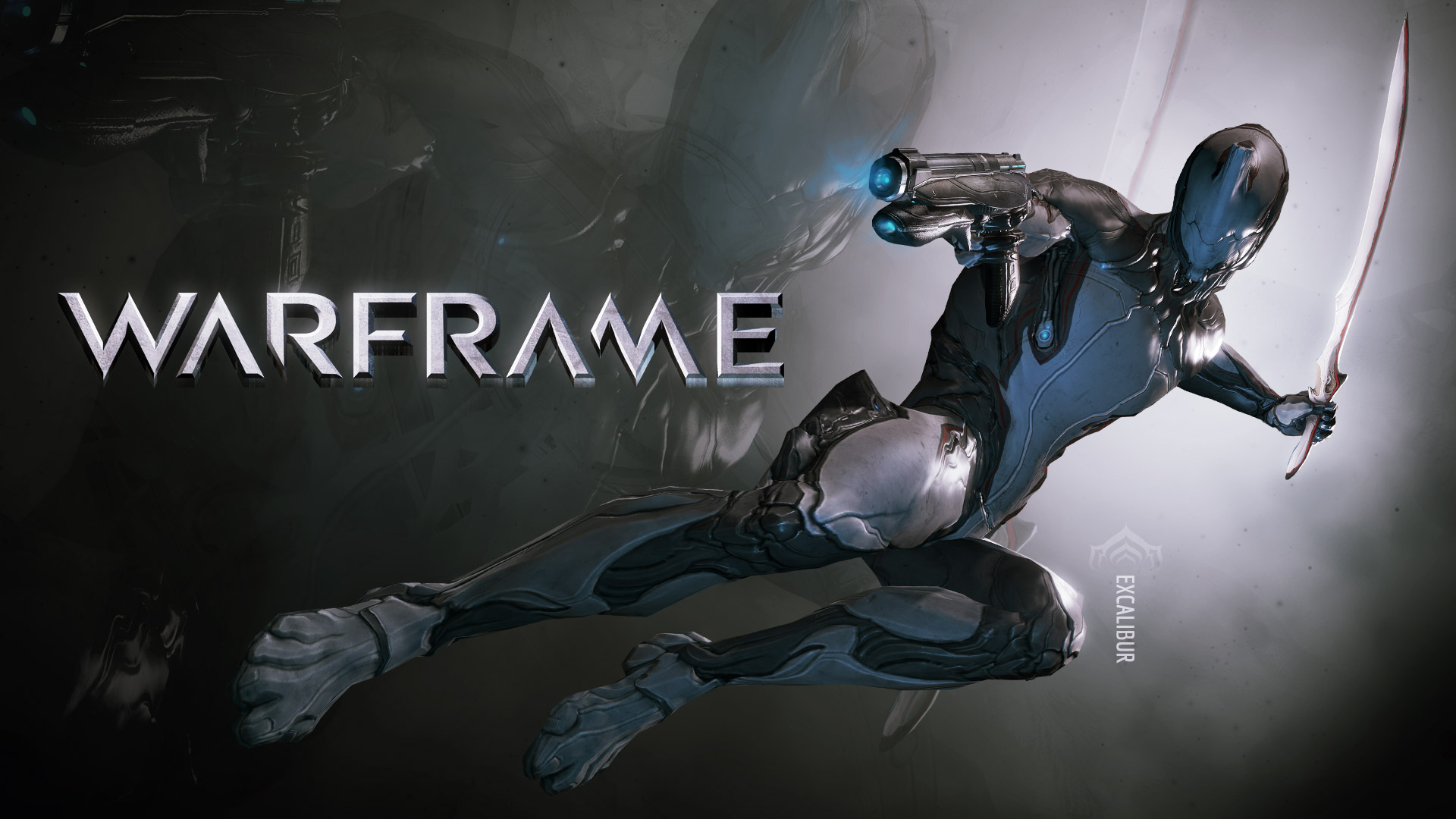 Excalibur. One of three Warframe choices presented to you when you start the game