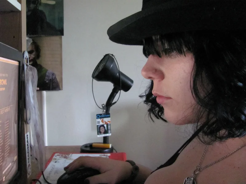 Getting my Team Fortress Two on. The scar on my nose is from a piercing. I still have the scar- but it is a lot smaller. 