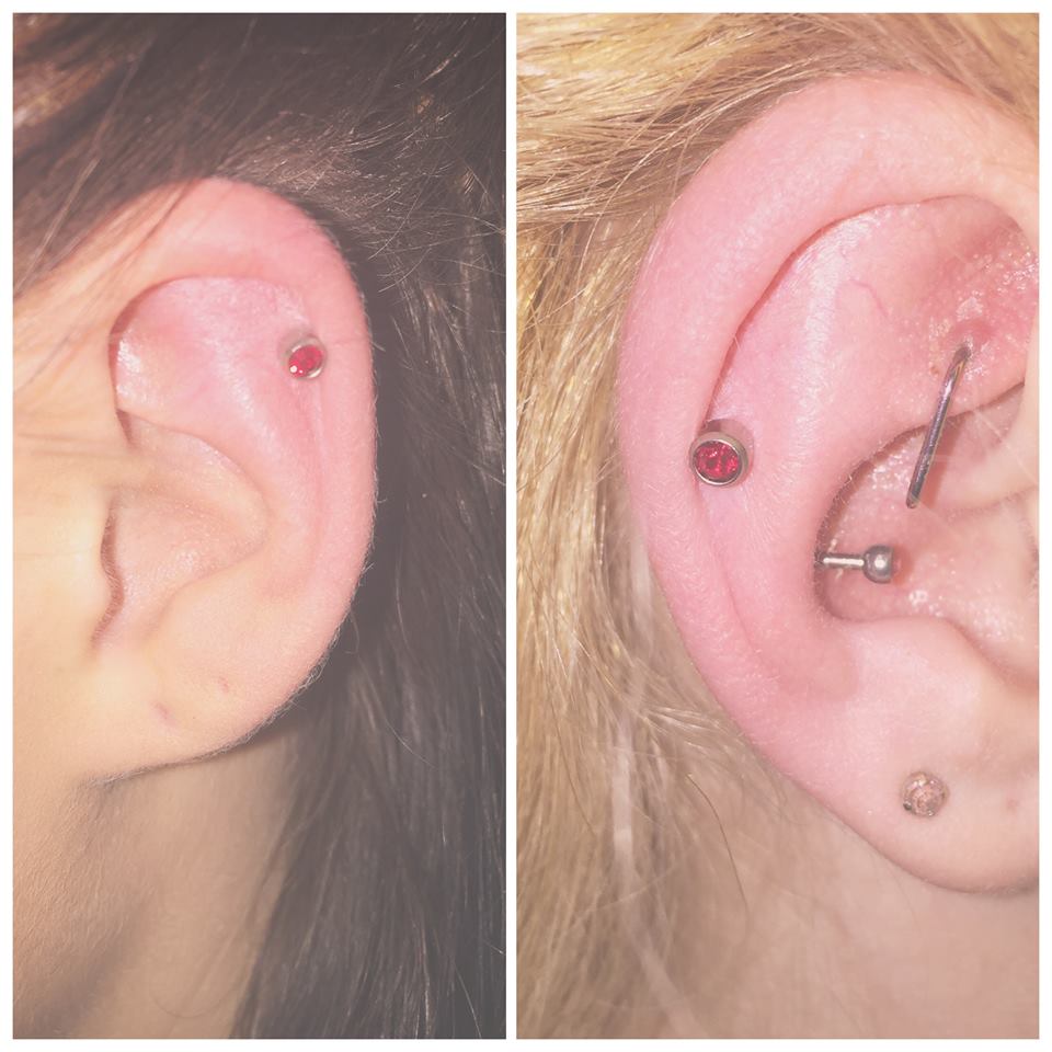 Red studs. By Rebecca.