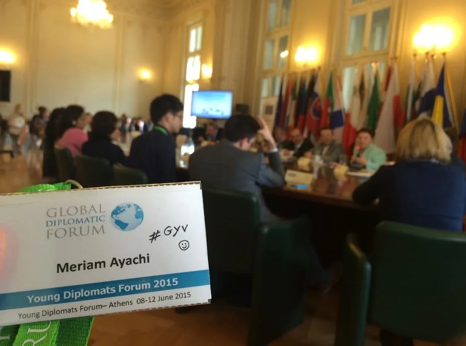 MERIEM AYACHI AS THE TUNISIAN DELEGATE AT THE YOUNG DIPLOMATS FORUM IN ATHENS, GREECE. 