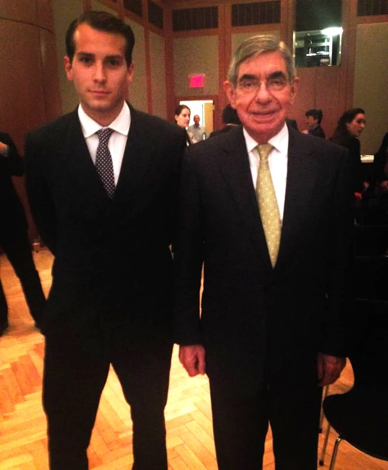 ALFREDO MALARET, PHOTOGRAPHED WITH THE NOBEL PEACE LAUREATE AND FORMER PRESIDENT OF COSTA RICA, ÓSCAR ARIAS SÁNCHEZ, AT THE GERMAN MISSION TO THE UNITED NATIONS.