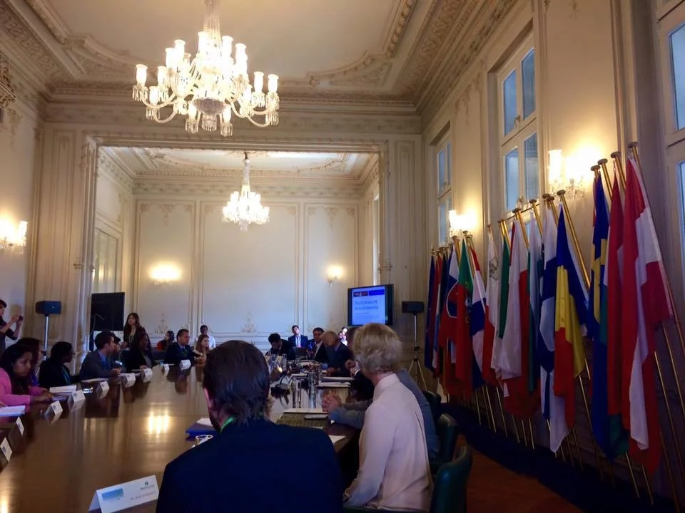 DELEGATES UNITED AT THE OVAL TABLE OF THE YOUNG DIPLOMATS FORUM IN ATHENS, GREECE. 