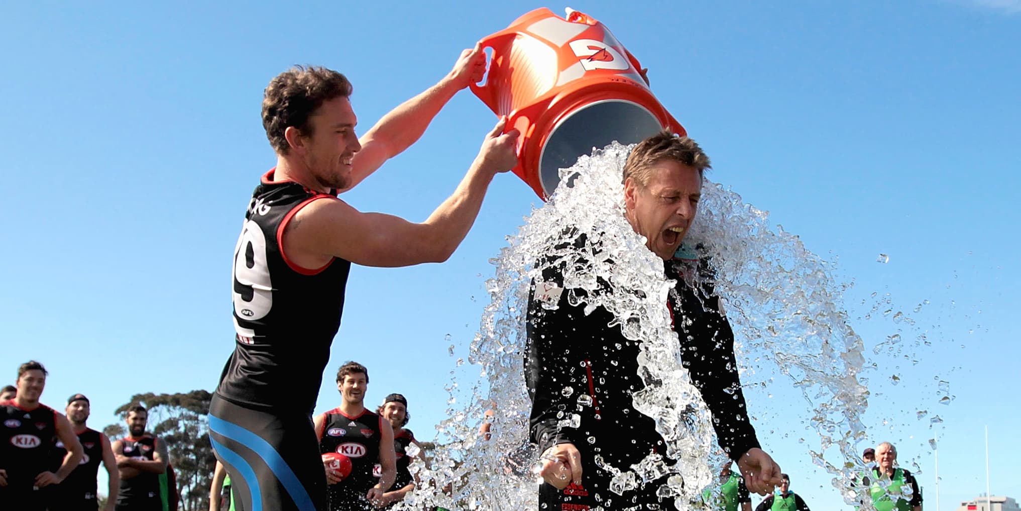 Football coach Mark Thompson undertaking the ice bucket challenge in Melbourne, Australia, on Aug. 22. Credit: Inverse.com ( full link )